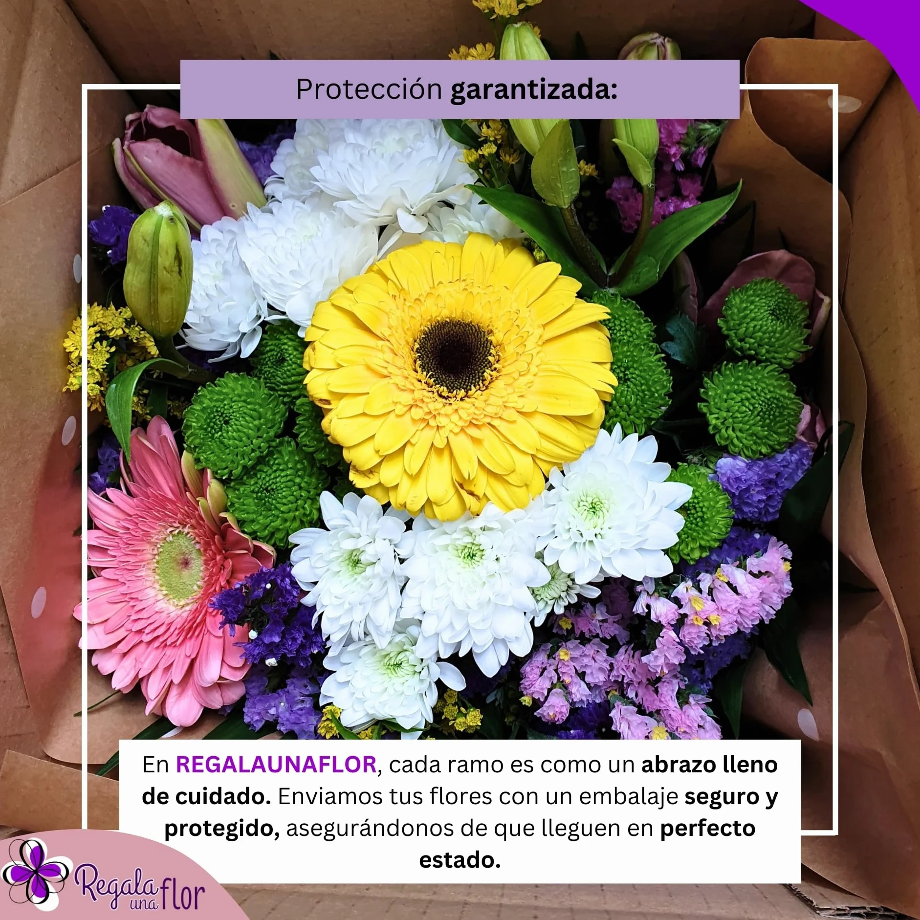 Ramo de flores naturales a domicilio con tarjeta de dedicatoria Primavera