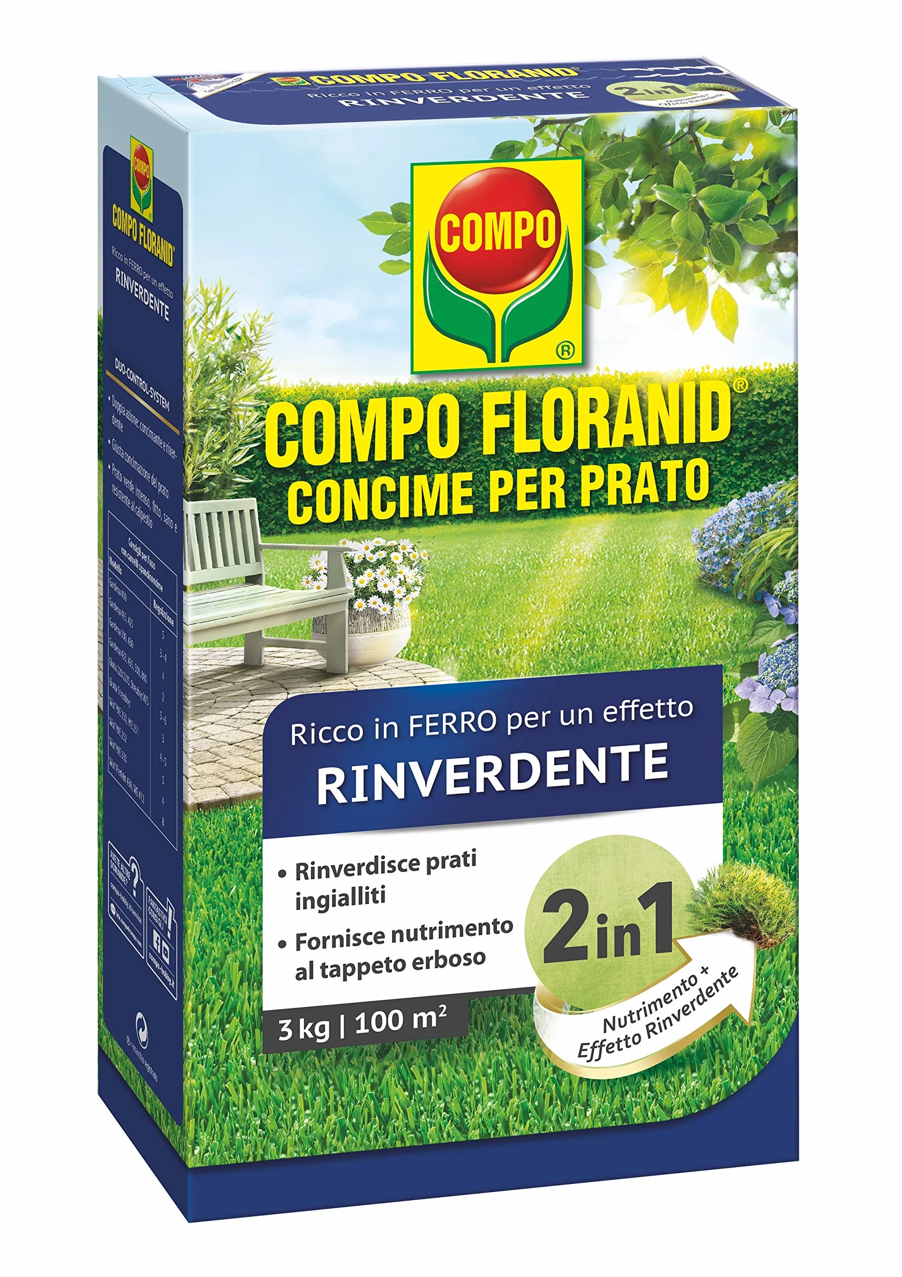 Compo Floranid Abono para césped Rico en Hierro, 3 kg
