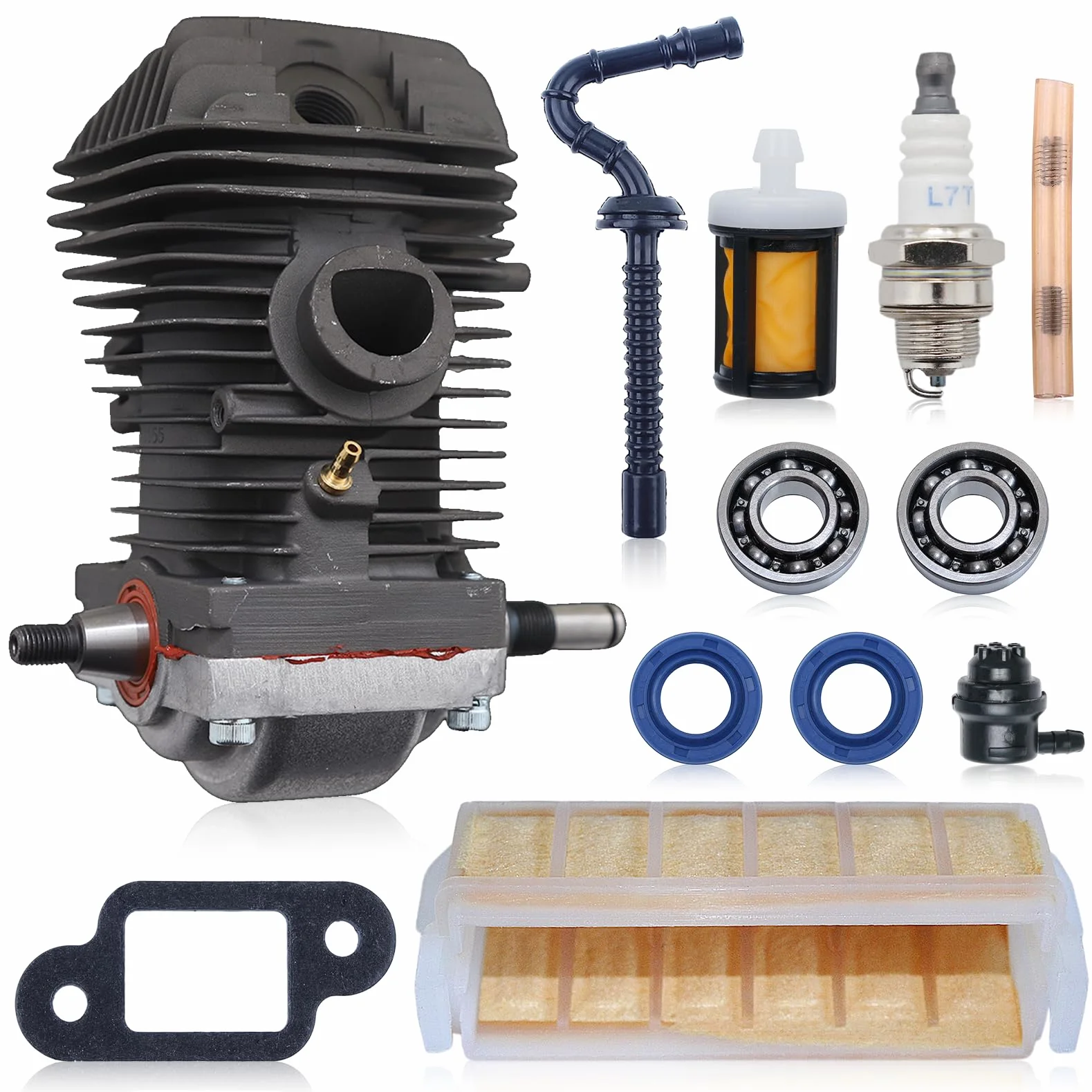 Adefol Kit de cilindro de 42,5 mm para motosierras Stihl MS250 MS230 023 025, cilindro con línea de combustible, filtro de combustible, sello de aceite, filtro de aire, repuesto OEM 1123 020 1209