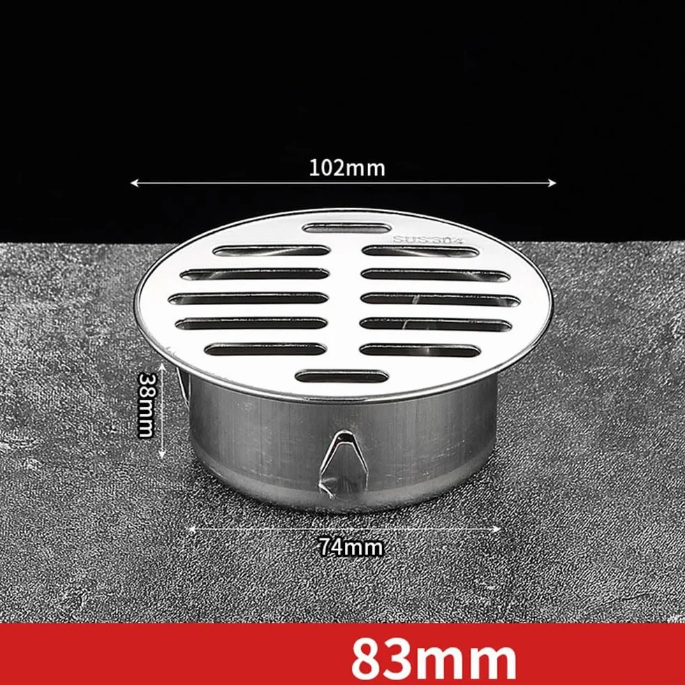 HpLive Desagüe de suelo redondo de acero inoxidable 83 mm antibloqueo gran desplazamiento para exterior