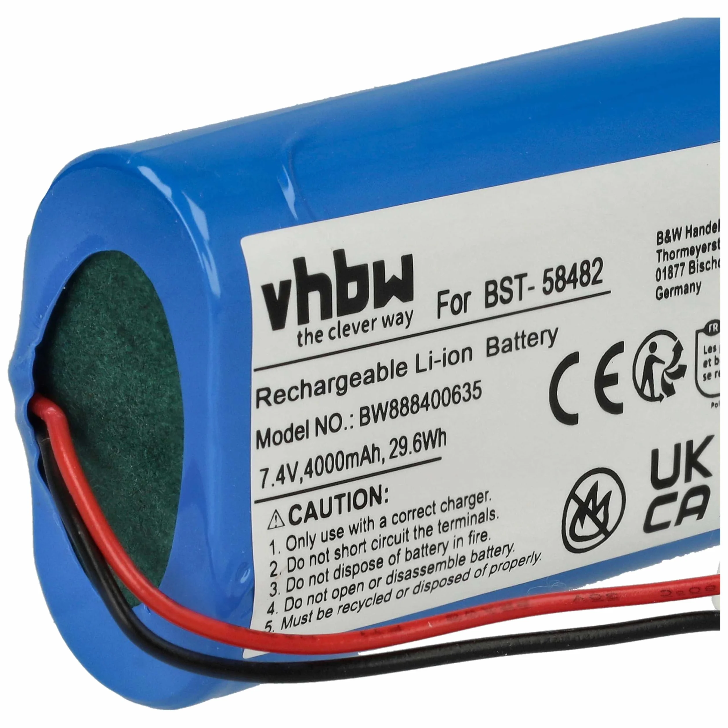 vhbw Batería Recargable 4000 mAh 7,4 V Li-Ion reemplaza Bestway BST-58482 para Limpiador Piscina