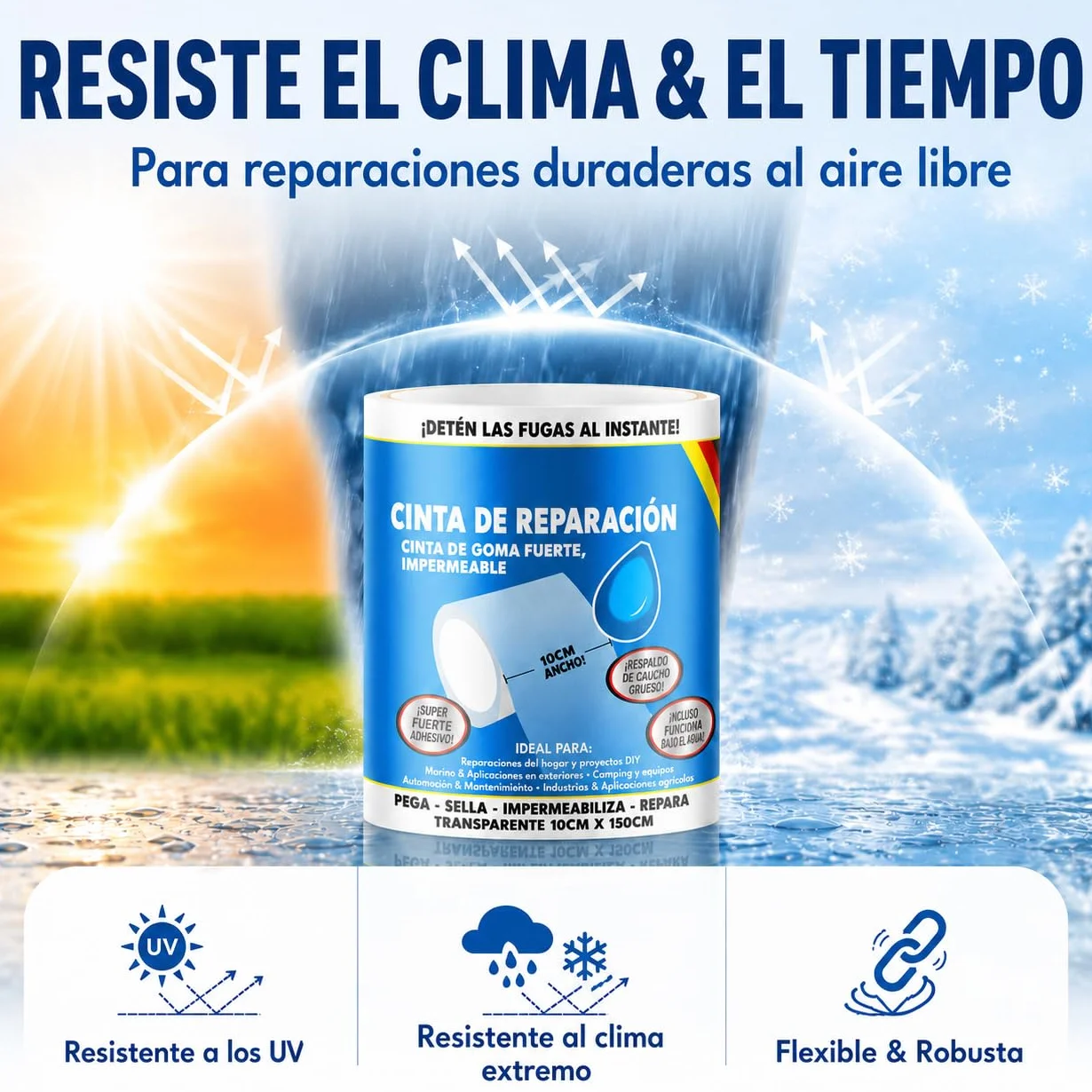 ATG Kit reparación piscina cinta adhesiva impermeable transparente 10×150 cm selladora PVC liner