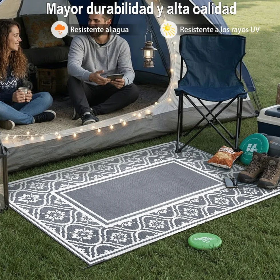 Alfombra para exteriores PureCozy 120x180 cm resistente UV reversible gris