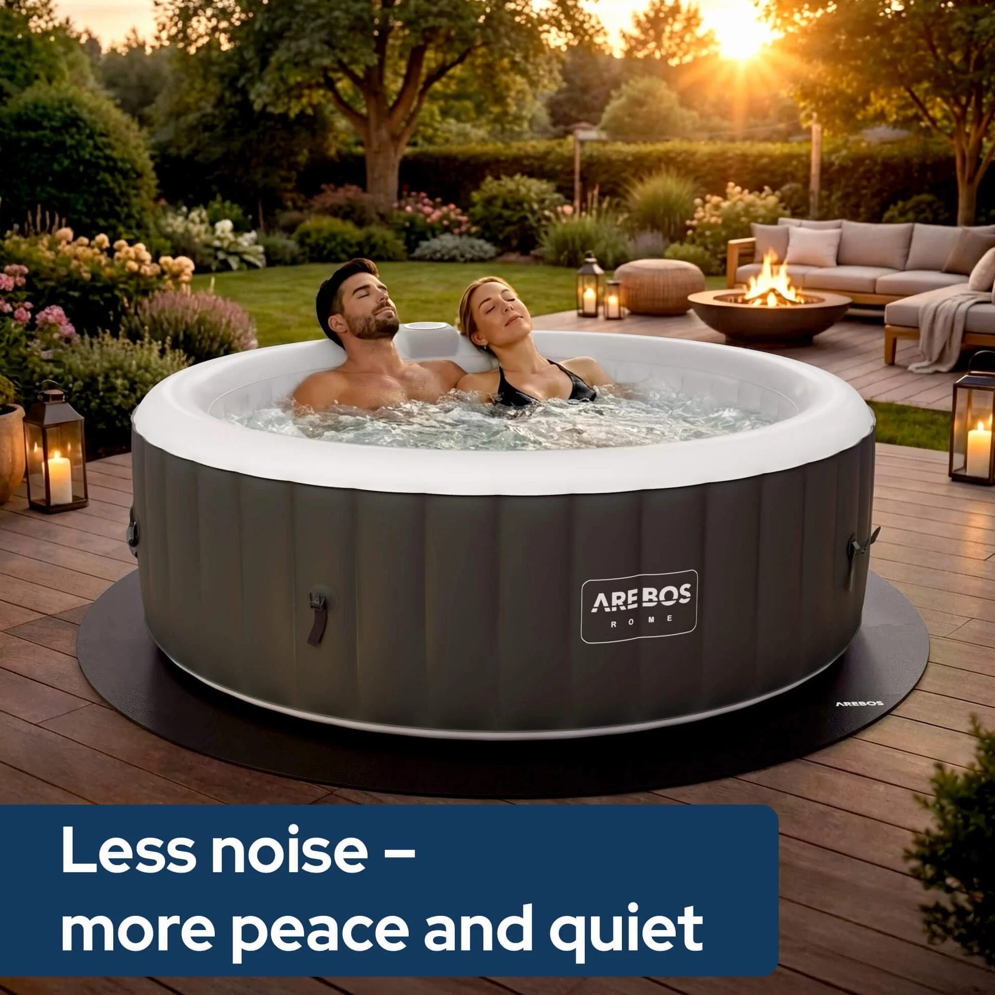 Arebos Esterilla Protectora Redonda Ø 200 cm para Piscina y SPA Base EVA Aislante Antideslizante