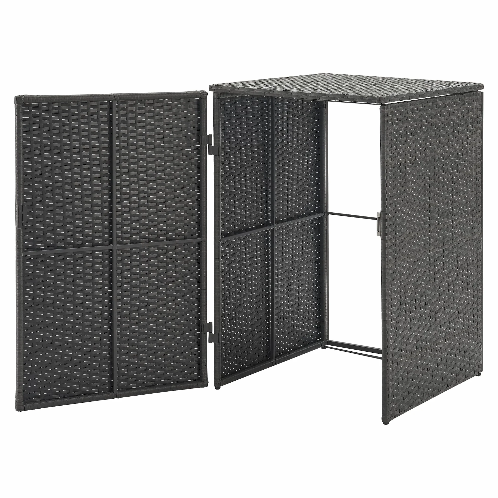 Cobertizo para Contenedor de Basura 240 L Caseta con Cierre Magnético Resistente a la Intemperie Acero Polyrattan Gris
