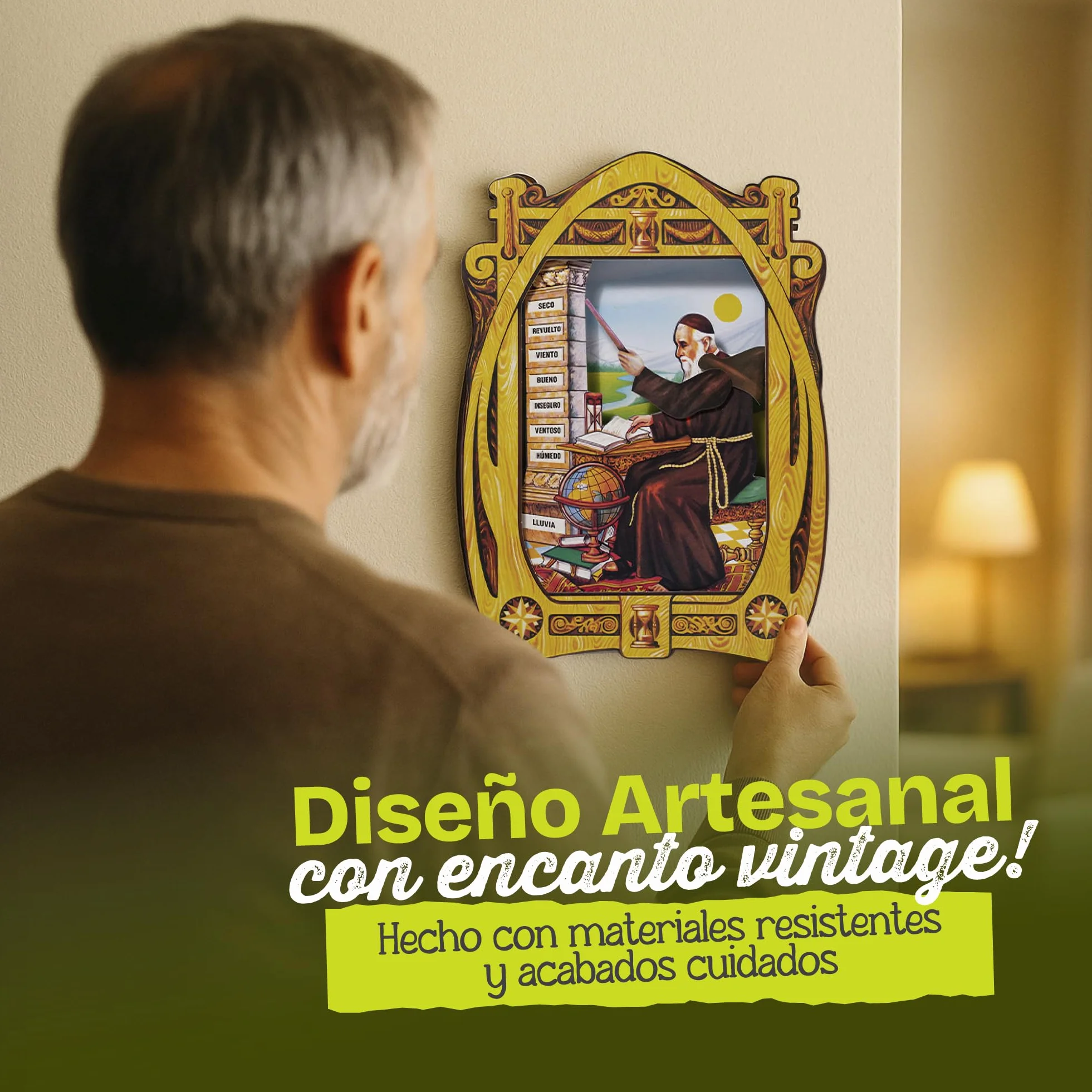 Higrómetro Fraile del Tiempo – Higrómetro de Cabello Monje del Tiempo, indicador tradicional del clima y la humedad – Fabricado en España (Clásico)
