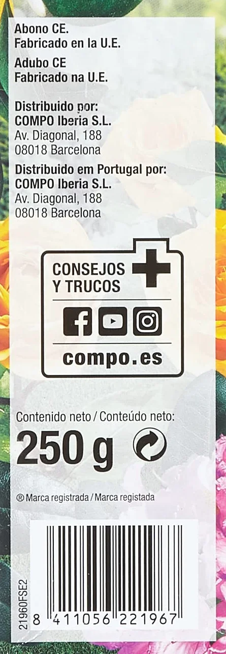 COMPO Quelato de hierro EDDHA 13% Hierro soluble, 250 g