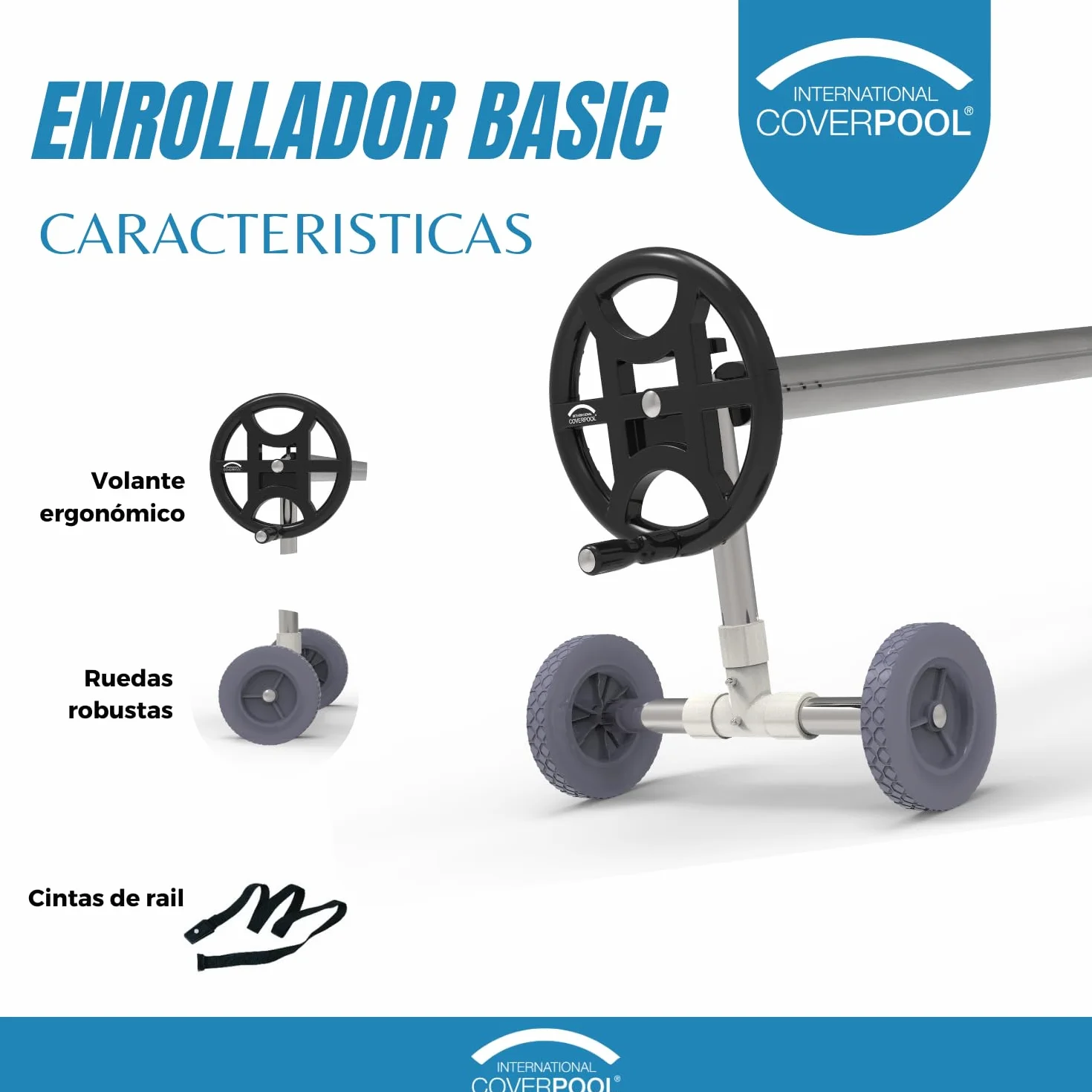 Enrollador de Cubierta de Piscina Basic Ajustable 4,2m Tubo 80mm