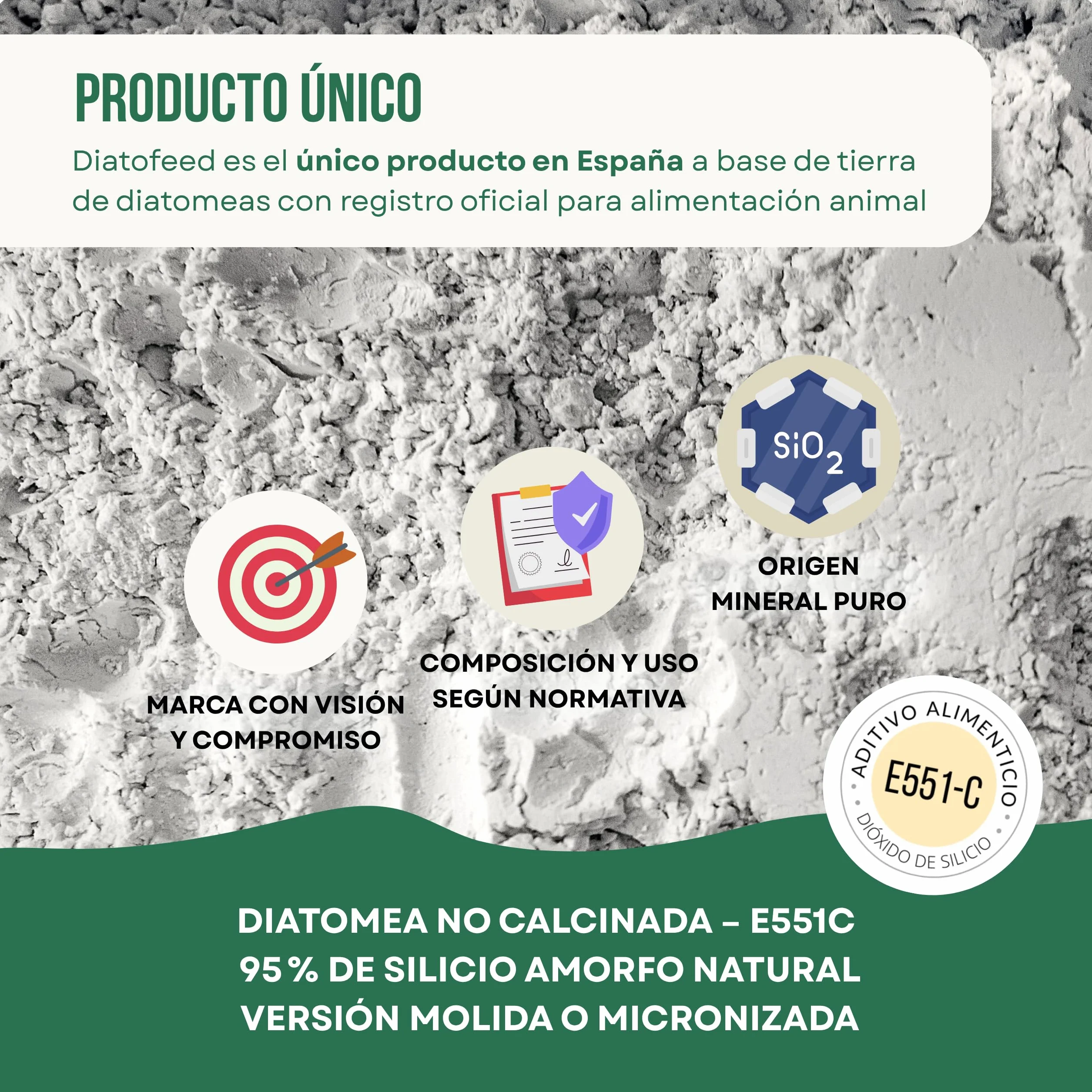 ECO Tierra de Diatomeas 6kg Ecológica Grado Alimenticio para Animales Sin Calcinar Diatofeed Molida Certificada