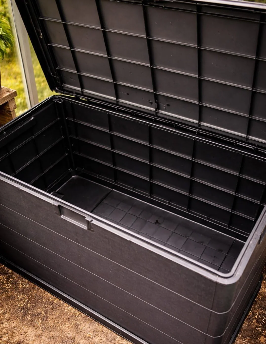 Baúl Exterior Grande 170L Resina Impermeable Resistente UV Antracita Jardin202