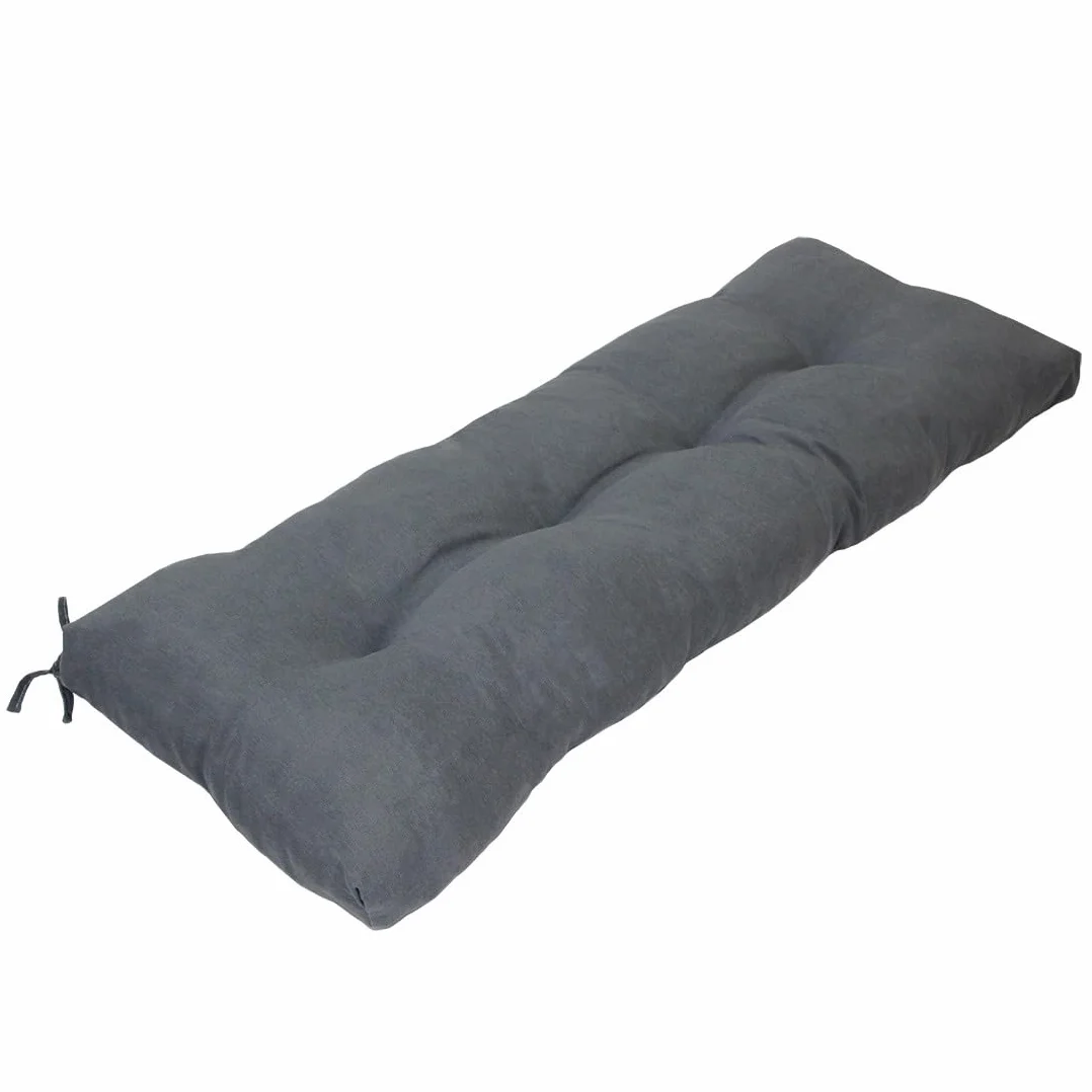 Cojín para Banco Gris Oscuro de Loneta 120x50x8 cm con Agarraderas Acolchado