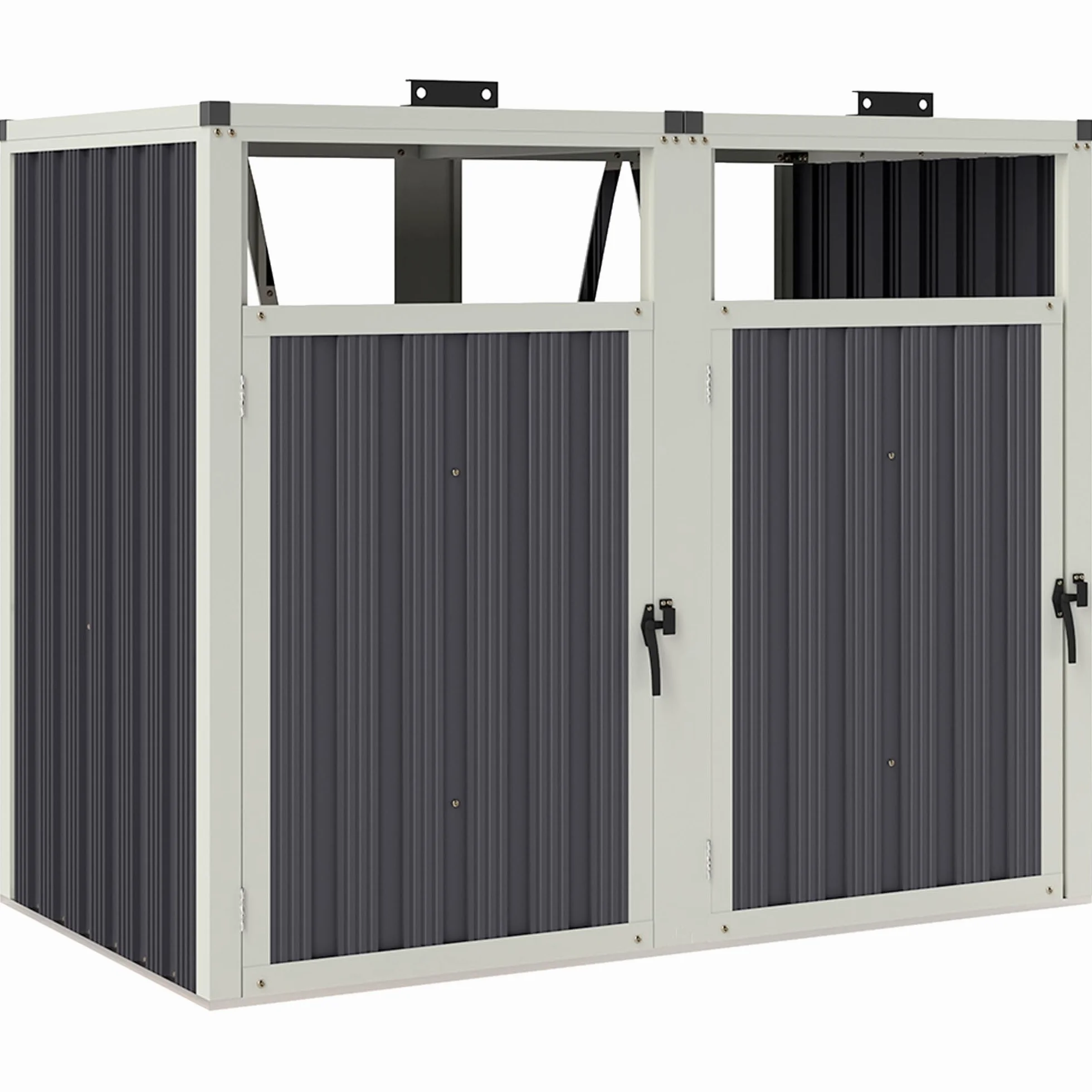 Outsunny Cobertizo para 2 Cubos de Basura 240L, Acero Galvanizado, 73x81x122 cm, Gris Oscuro