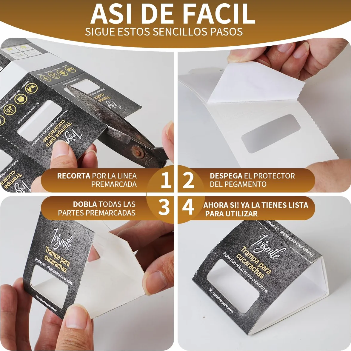 Trampas para Cucarachas 30 Piezas - Adhesivo Extra Fuerte con Atrayente Sin Químicos - Seguro para Niños y Mascotas