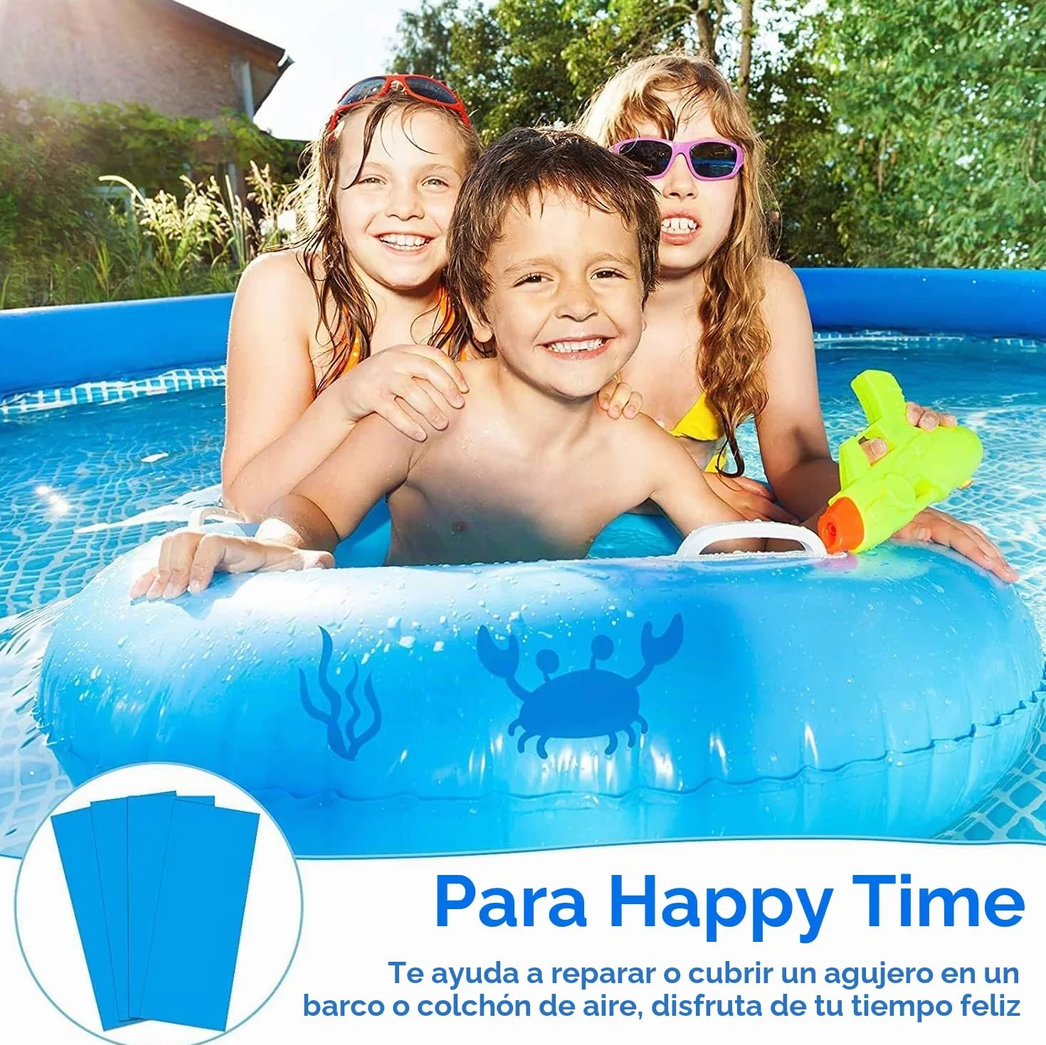 Kit de parches para piscina autoadhesivos subacuáticos, PVC, 20 piezas