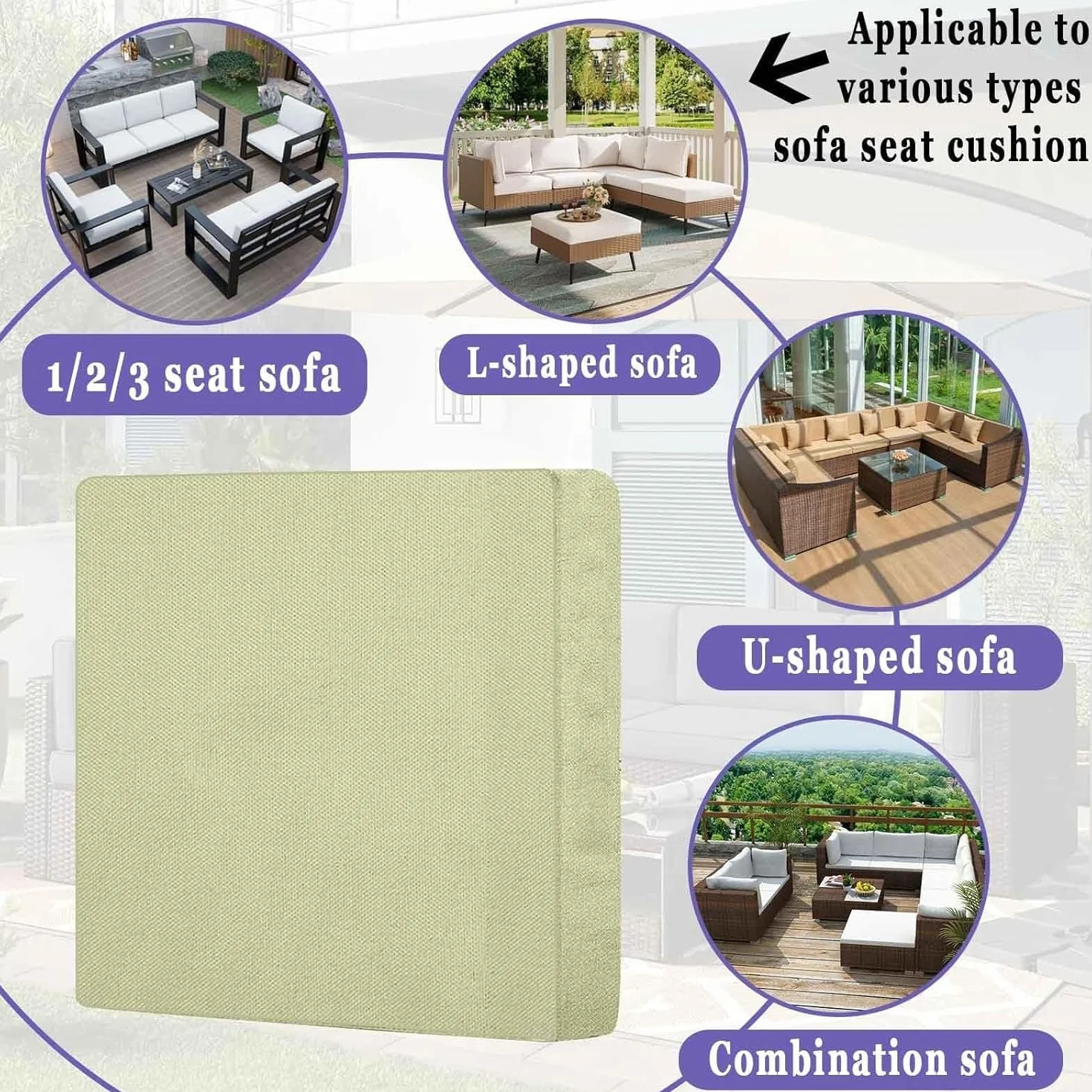 Waterproof Outdoor Sofa Seat Cushion Cover 50x50 60x60 150x45 Patio Cushions Cover for Garden Rattan Furniture