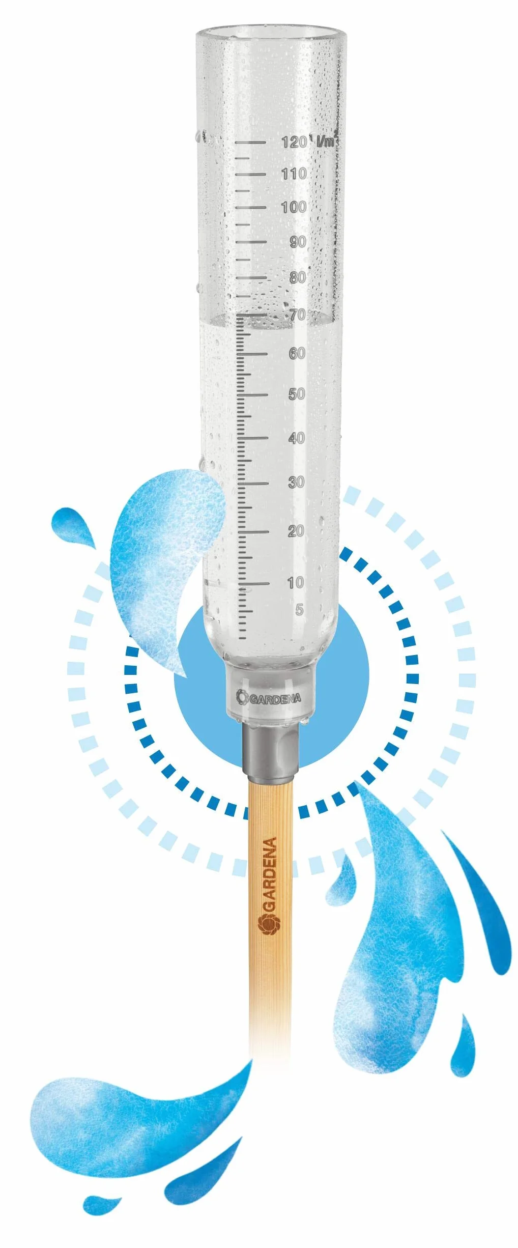 Gardena Pluviómetro ClickUp! 0-100 l/m², Vaciado Sencillo, plástico Resistente a Las heladas (11340-20)