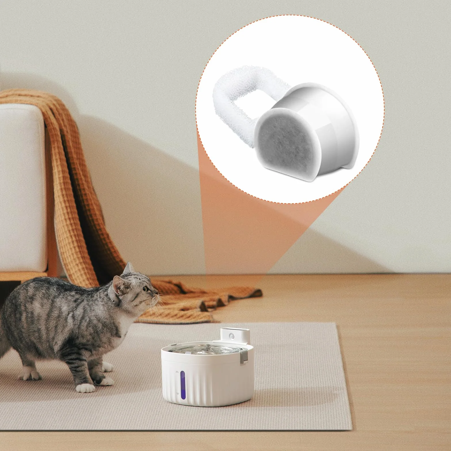 6 pcs Filtros de Carbón Activado para Fuentes de Agua de Mascotas, Repuestos Compatibles con P-et-Sa-fe Drinkwell, Sistema de Filtración Cerámica para Gatos, Cat Water Fountain Feeder Filters