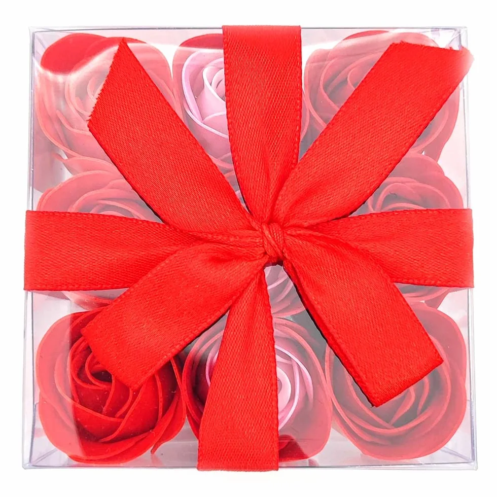 Caja 9 Rosas de Jabón para Regalo Rojo - Flores con Pétalos de Jabón Perfumados