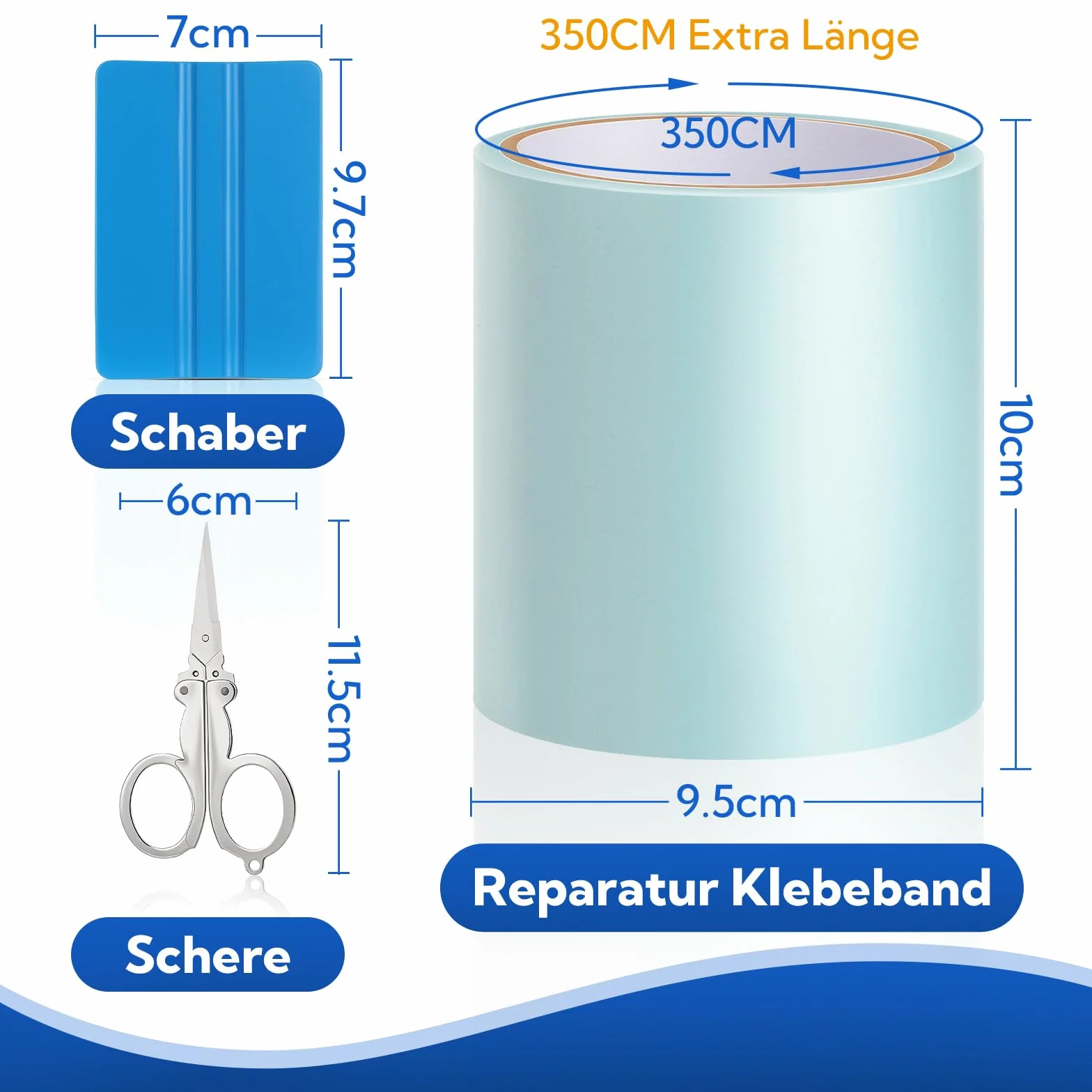 Parches Piscina 10cmx350cm PVC Transparente para Liner