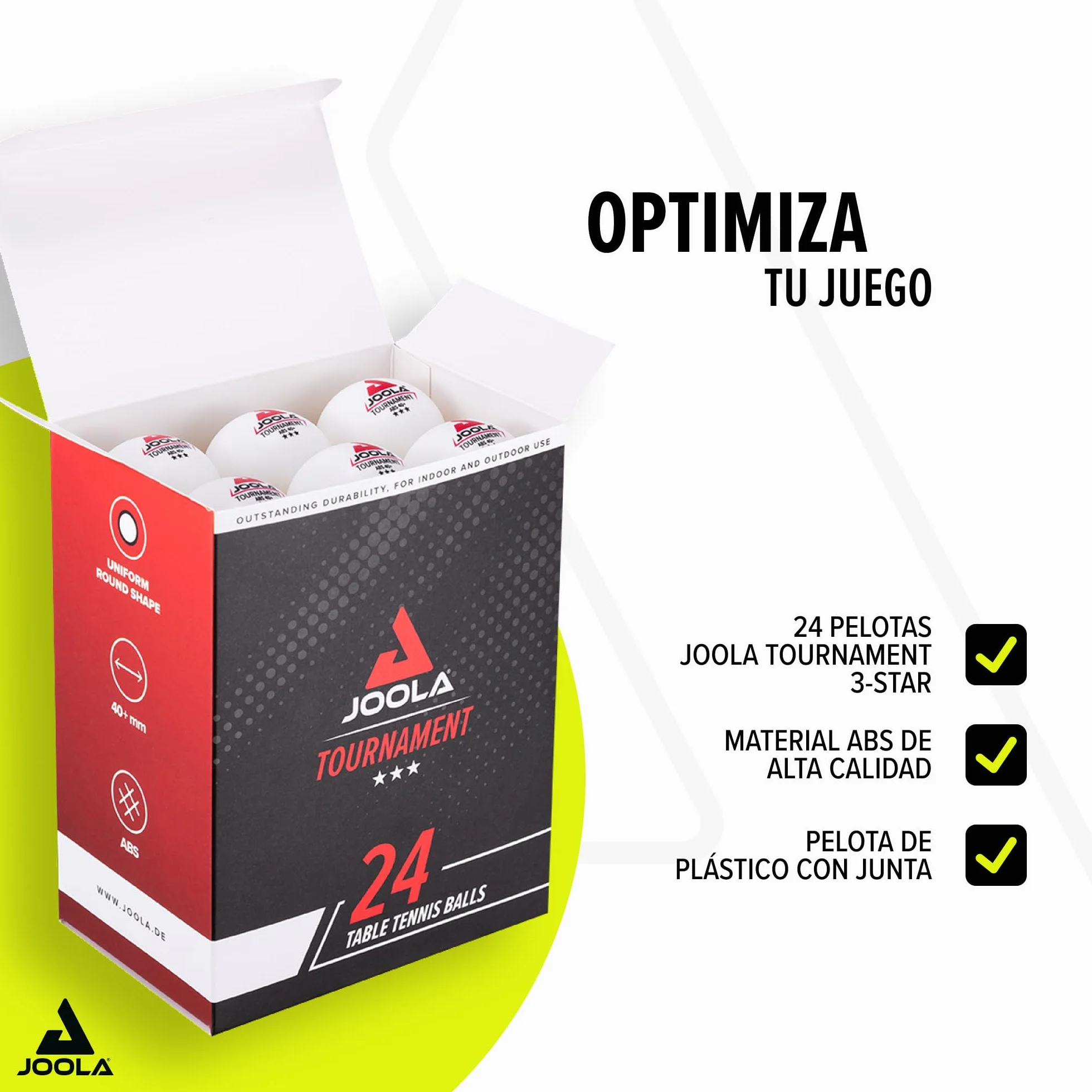 JOOLA Pelotas de Ping Pong 40 mm 3 Estrellas Blanco Interiores Exteriores