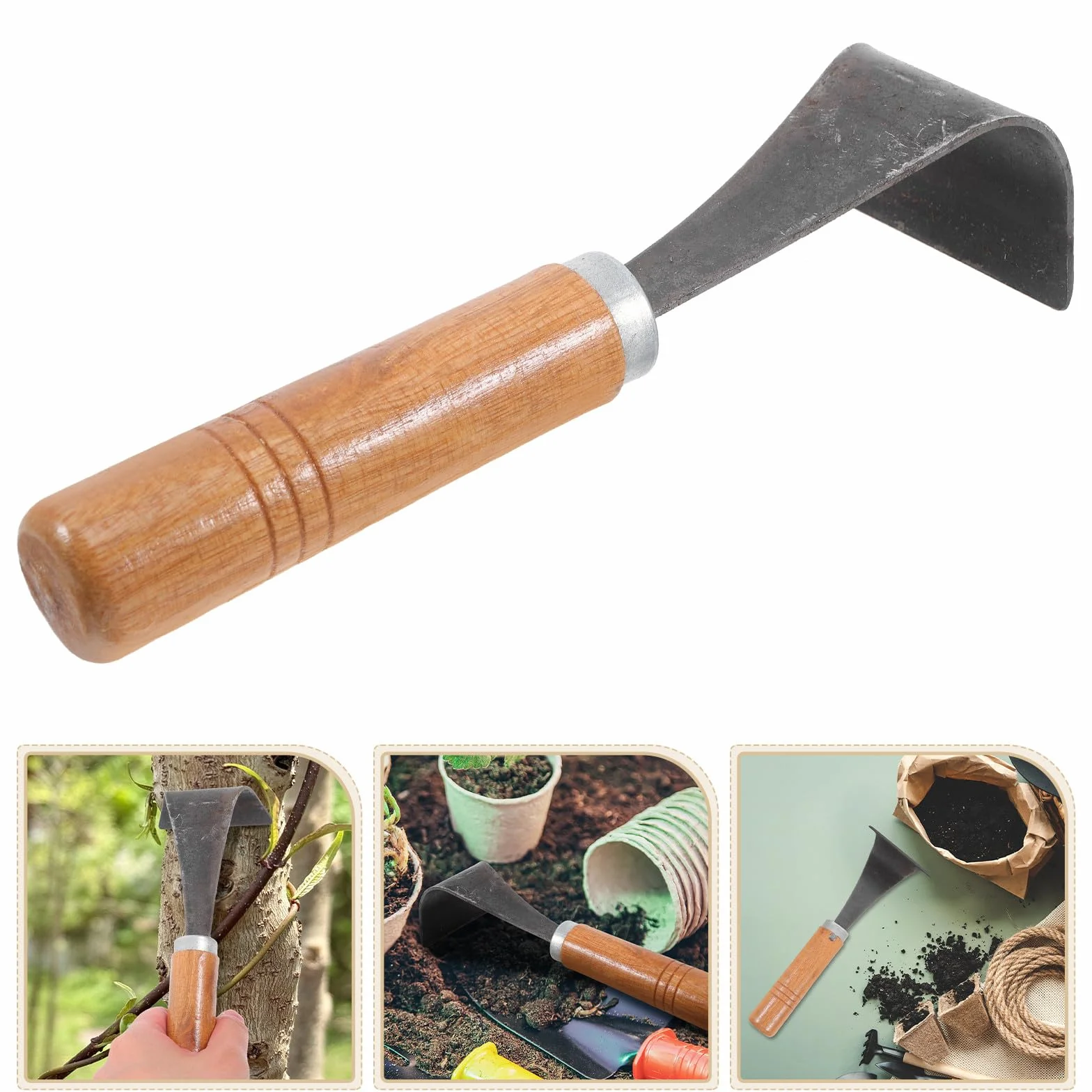 MAGICLULU Herramienta para Descortezar Árboles Mango de Madera y Acero, Cortador de Corteza Práctico y Ergonómico para Jardinería y Plantación de Verduras