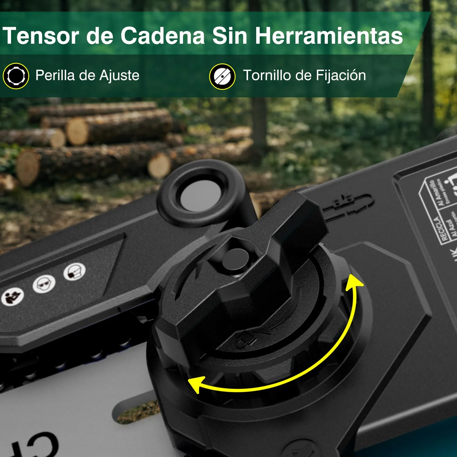 Motosierra a batería 6" - Motosierra de una mano con juego de 8" (2 en 1), engrasador automático, tensión de cadena sin herramientas, maletín, 2 barras guía y 2 cadenas con cubrecuchillas, sin batería