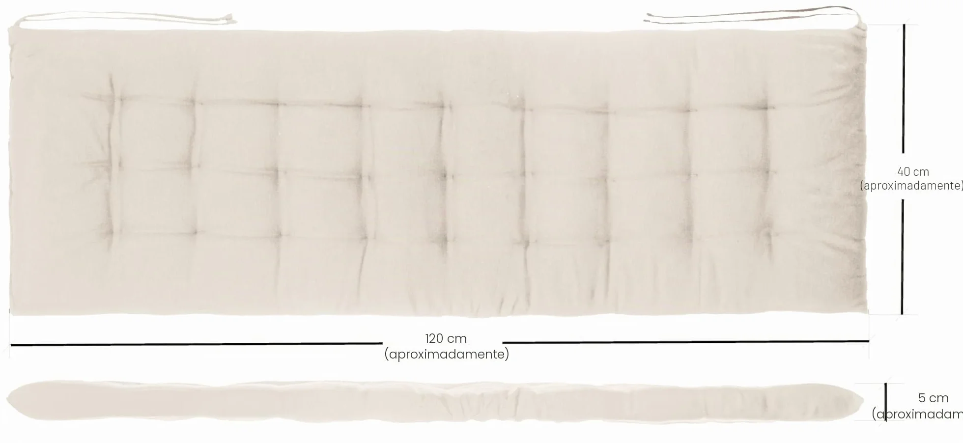 Brandsseller Cojín de Banco 120x40x4 cm – para Banco de jardín y Banco de Comedor – Impermeable, fácil de Limpiar y Acolchado Suave – Uso Interior y Exterior – Blanco