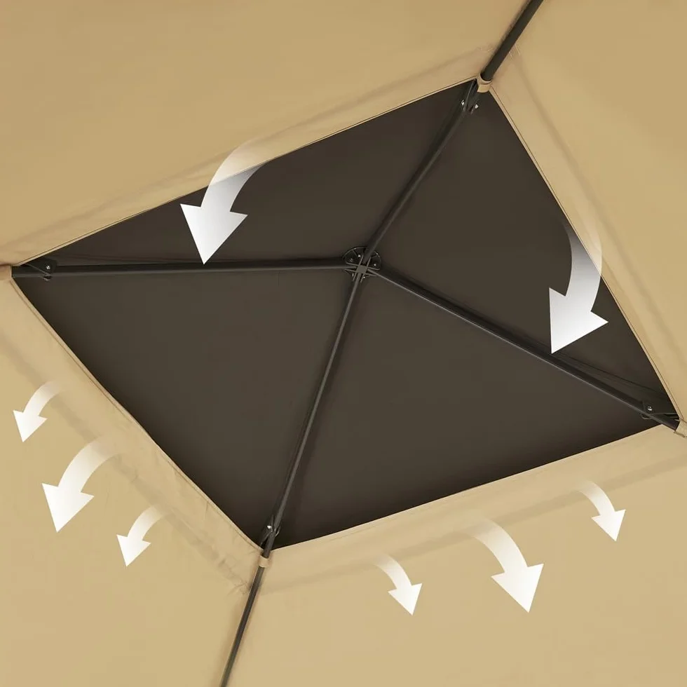 Yaheetech Carpa Plegable 3.3x3.3m Cenador Exteriores con 4 Mosquiteras con Cremallera,Altura Ajustable de 271-291cm,Resistente al Viento,Montaje Rápido,Ideal para Jardín y Patio,Color Caqui