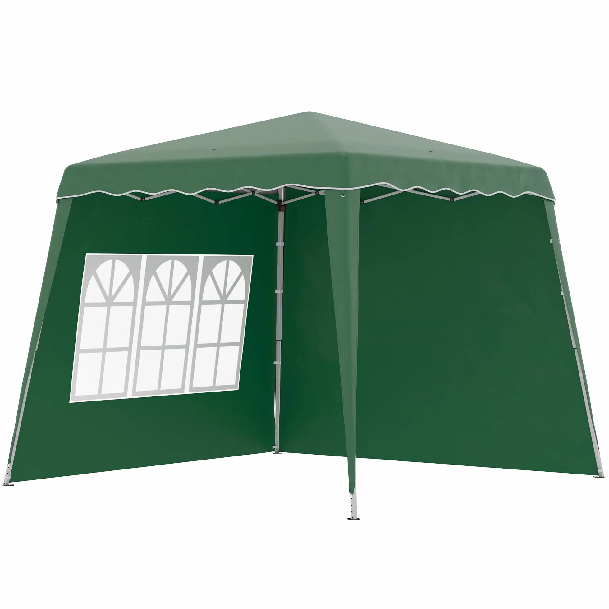 Outsunny Carpa Plegable Pop-up 3x3 m Cenador Pabellón de Jardín con 2 Paredes Laterales Altura Ajustable y Bolsa de Transporte Protección UV50+ Impermeable Gazebo para Camping Fiestas Exterior Verde