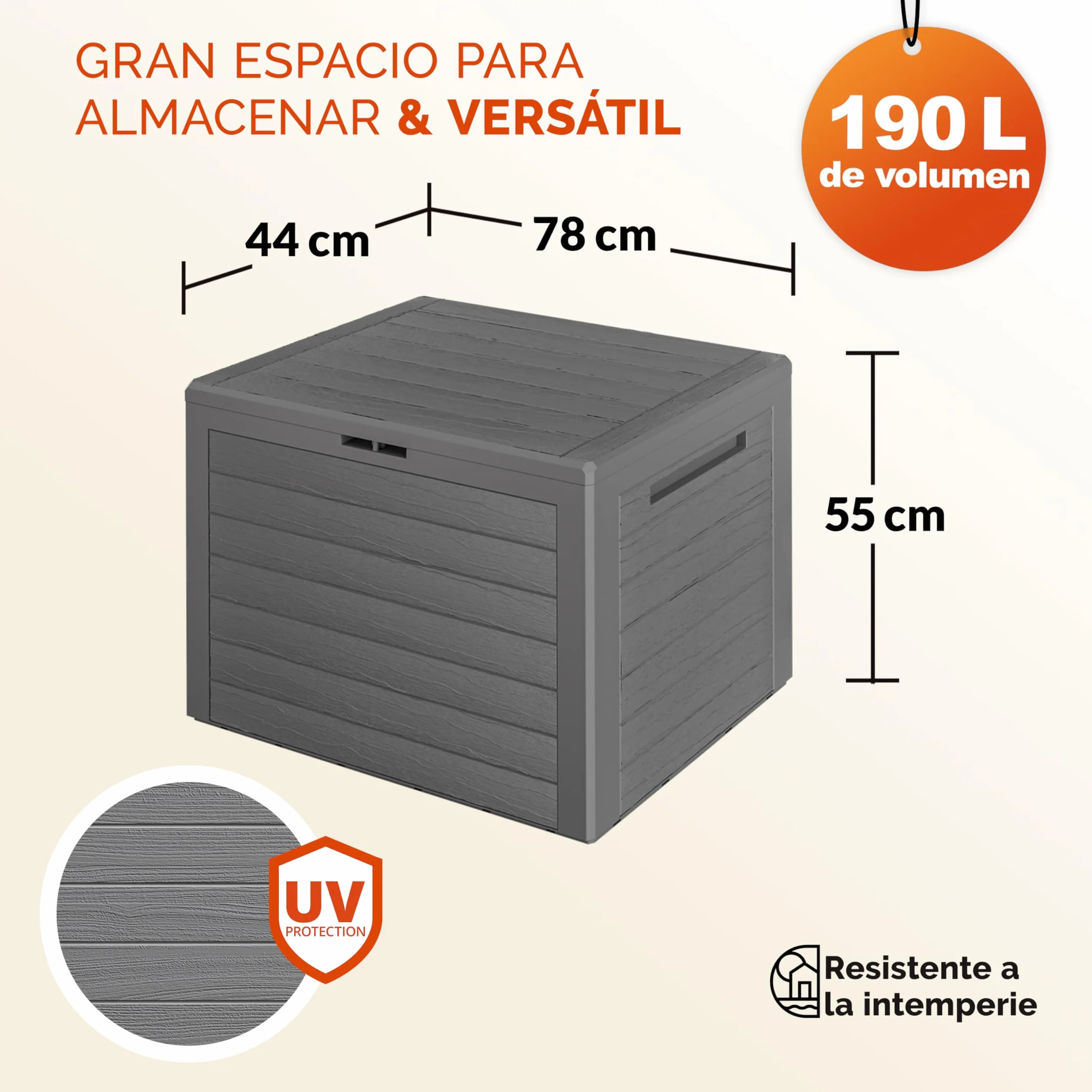Deuba Baúl de Almacenaje Exterior Arcón de Jardín 190L Gris