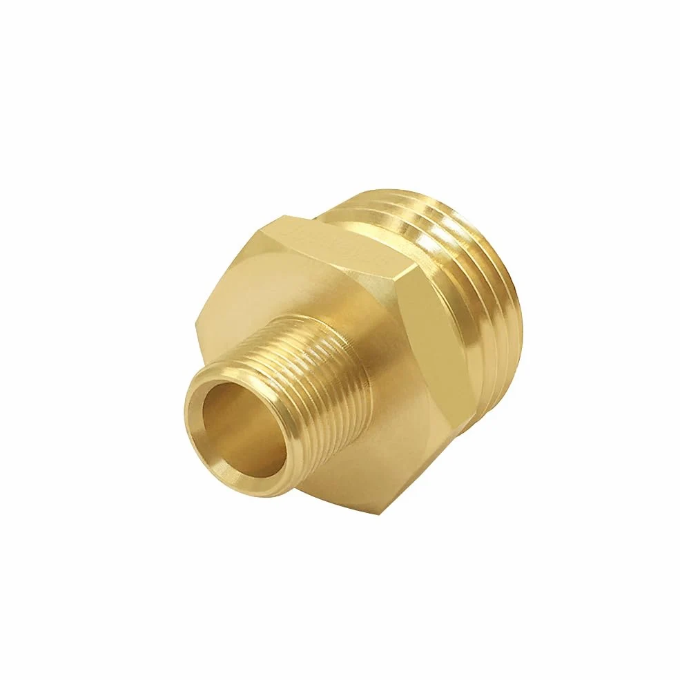 Joywayus 2 adaptadores de rosca macho de compresión de 3/4 GHT a 3/8, conector de grifo reductor de latón, adaptador de manguera de agua, adaptador de línea de suministro a manguera de jardín para