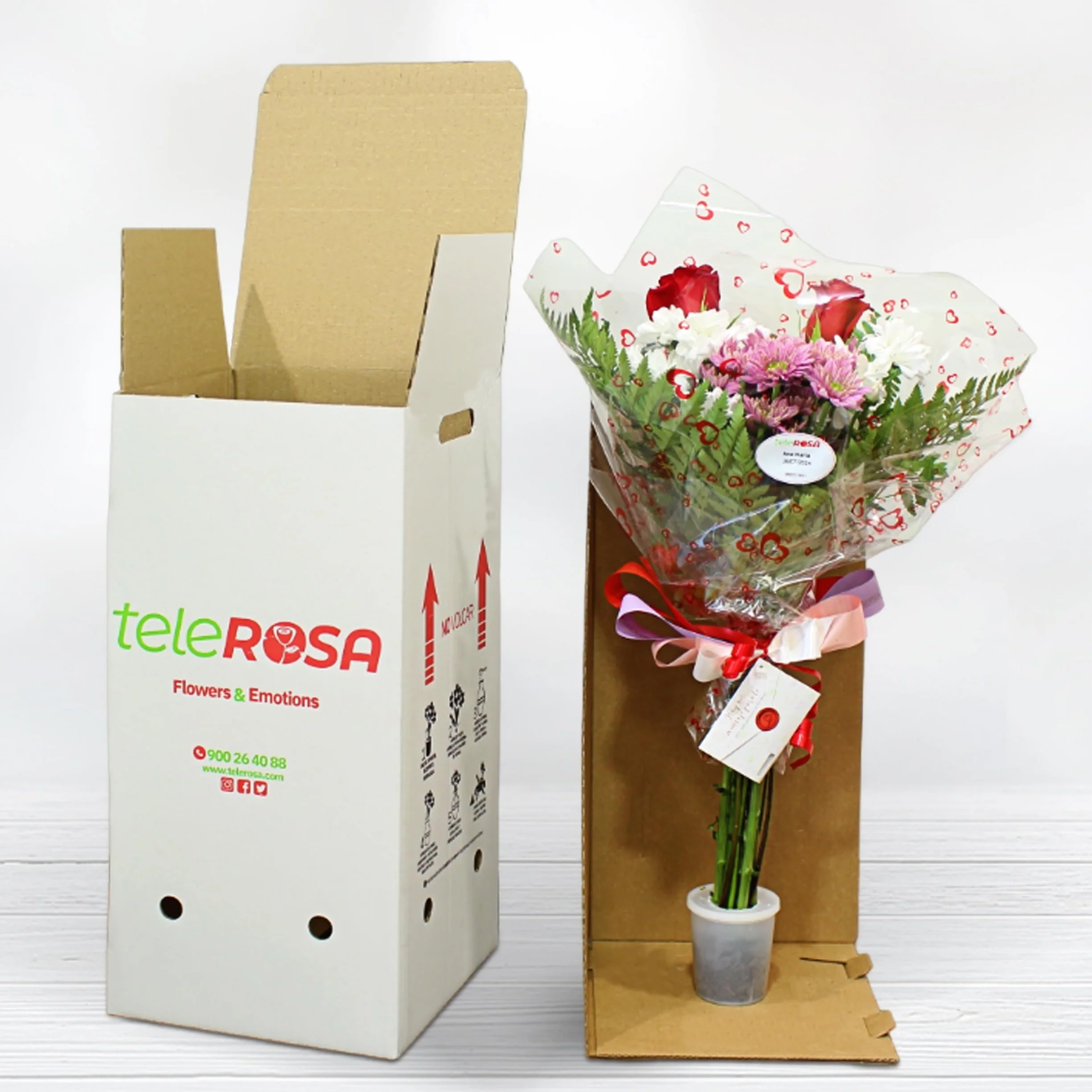 Pareja Rosas Rojas Naturales teleROSA - Flores naturales a domicilio con tarjeta dedicatoria