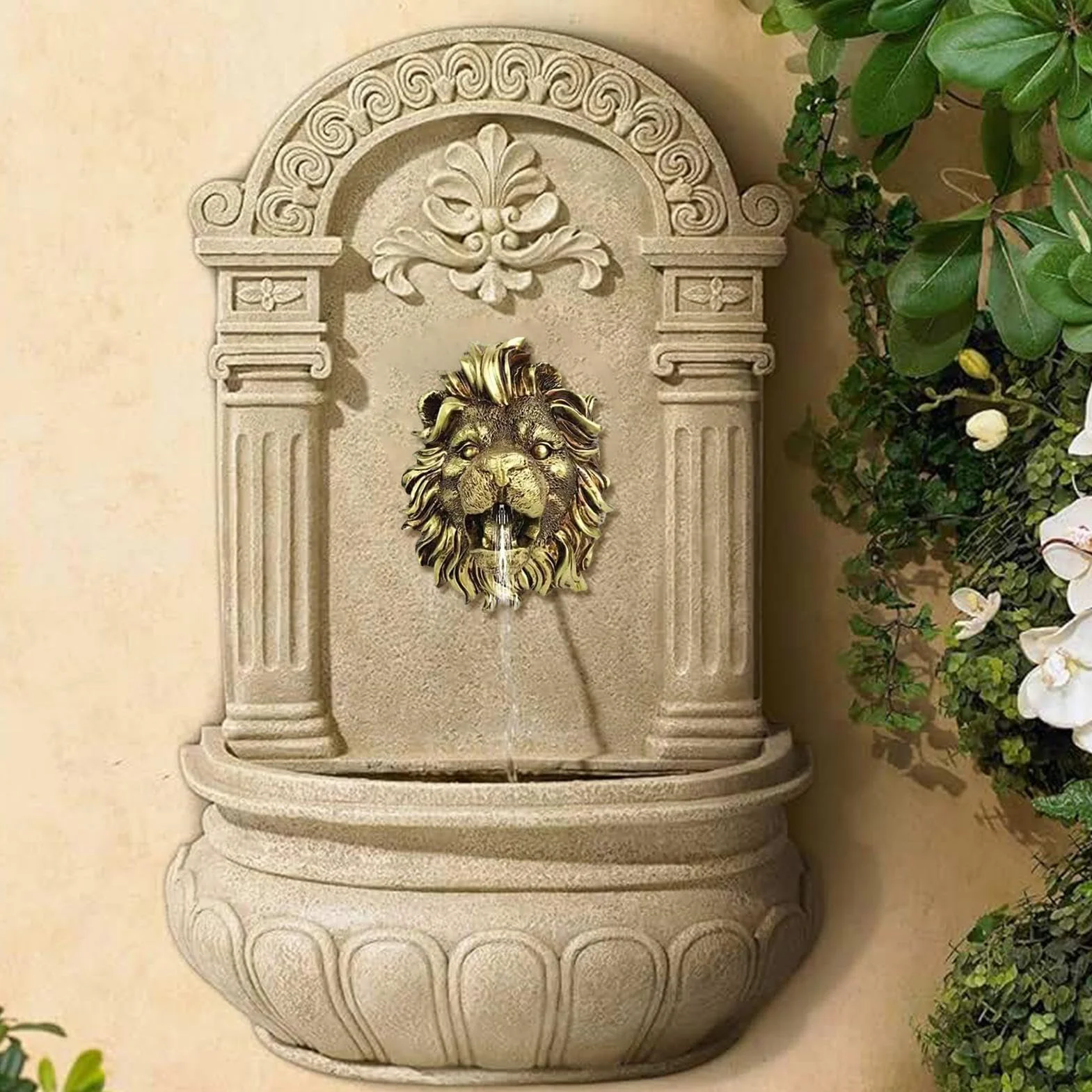 Caño Para Fuente, Escupitajo Rociador Con Adorno Dorado De León, Resina Natural Accesorio Para Estanque
