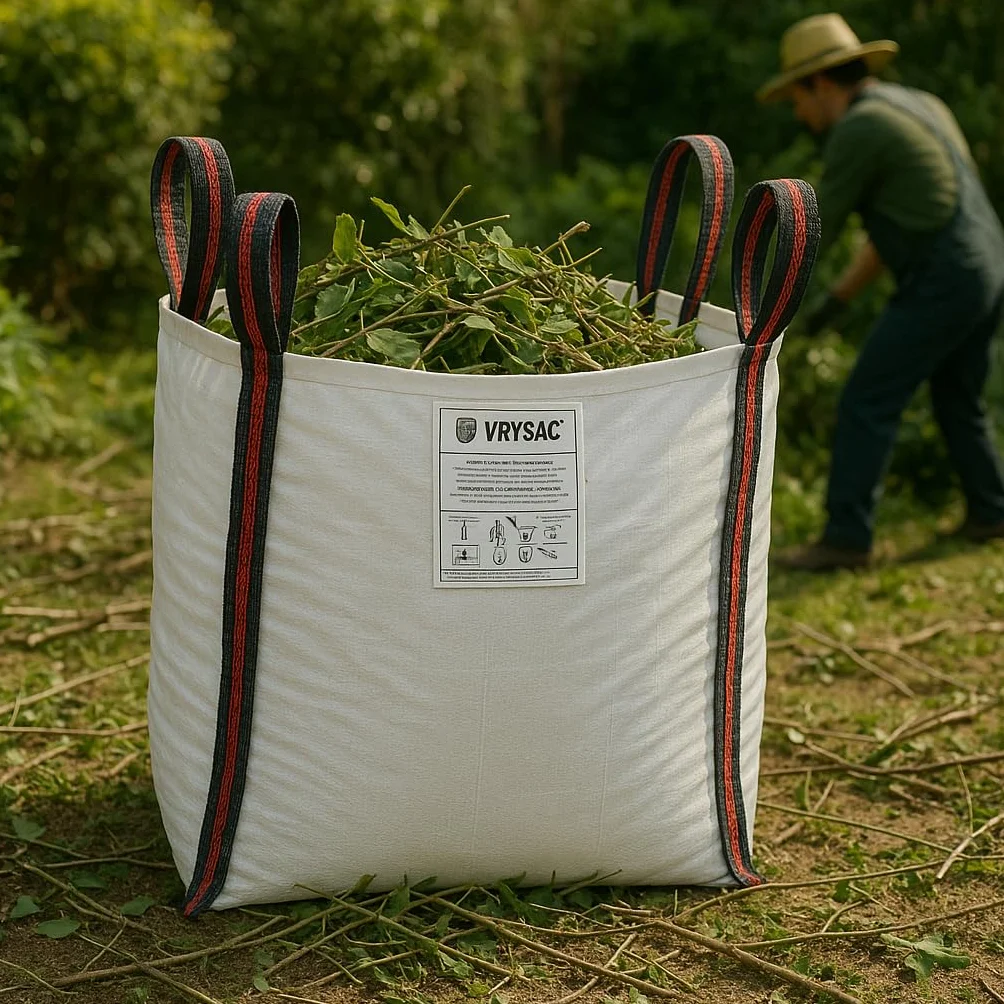 Big Bag 1000 kg 85x85x90 cm 4 asas 40 cm SF 6:1 saco escombros pack 2