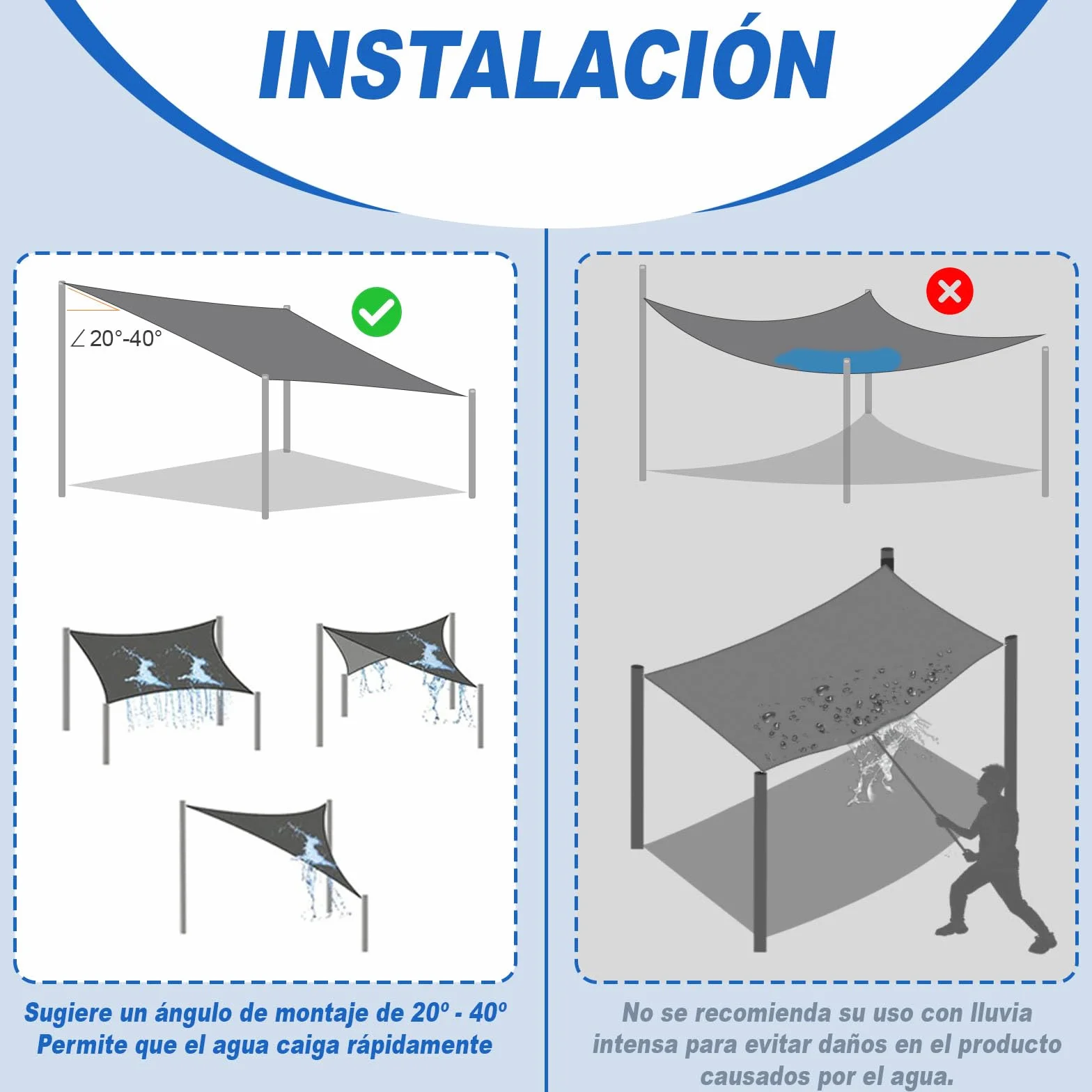 Sunnylaxx Toldo Vela de Sombra Impermeable 3x4m Rectangular Crema Protección Rayos UV Exterior