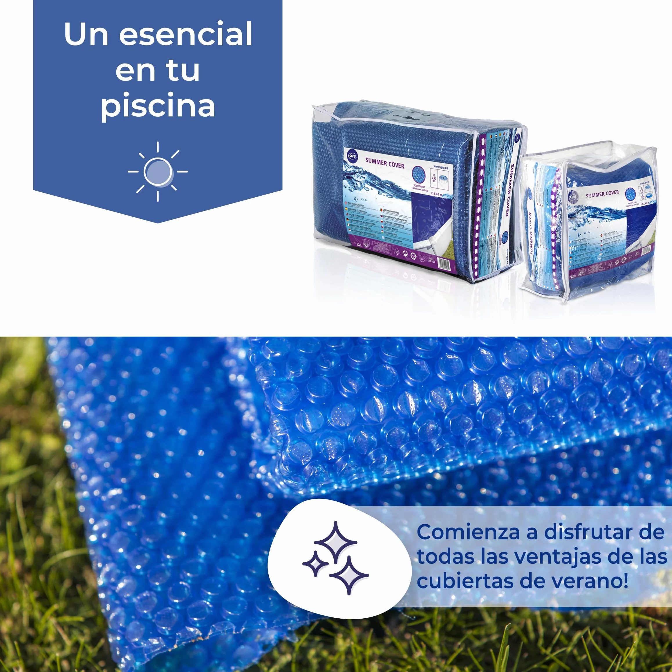 Cobertor de Verano para Piscina Ovalada 730 x 375 cm Azul