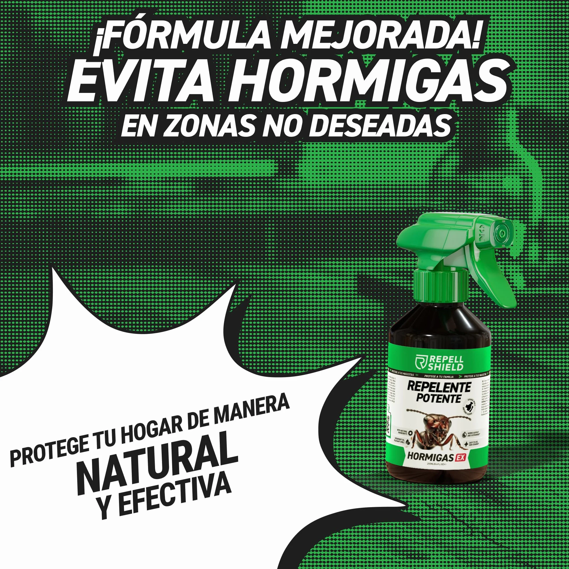 RepellShield® Spray Antihormigas Natural 250ml Repelente Hormigas Interior y Exterior Barrera Protectora Duradera