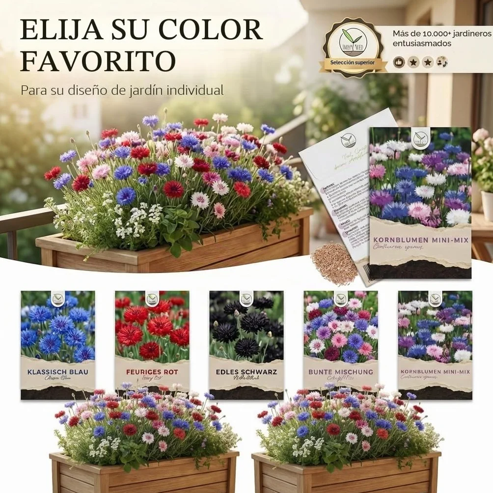 Semillas de aciano Centaurea cyanus Mini Mix 1000 grano 50 cm flores luminosas largo tiempo floración