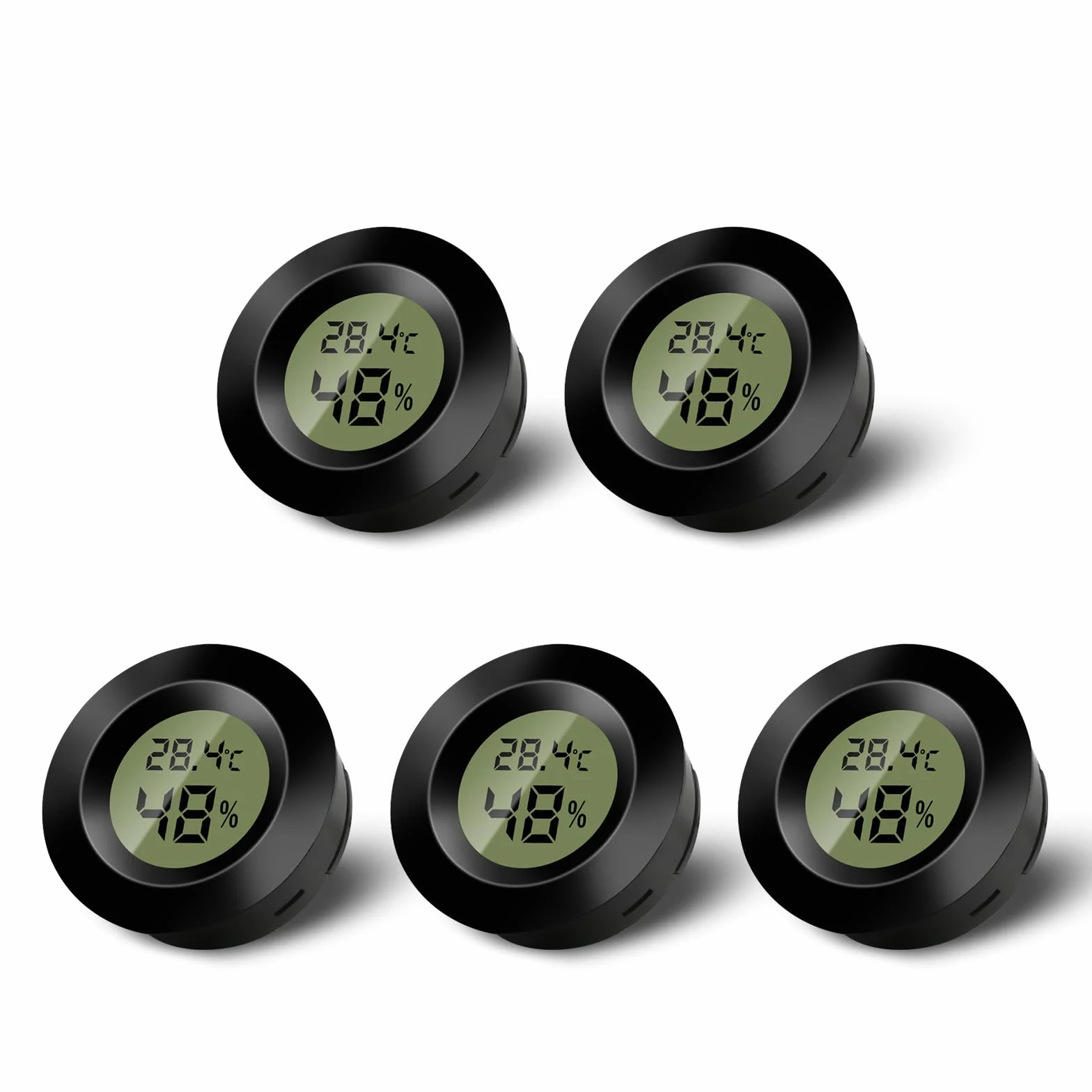 Mini termómetro digital LCD para interiores, higrómetro con monitor de temperatura y humedad, negro