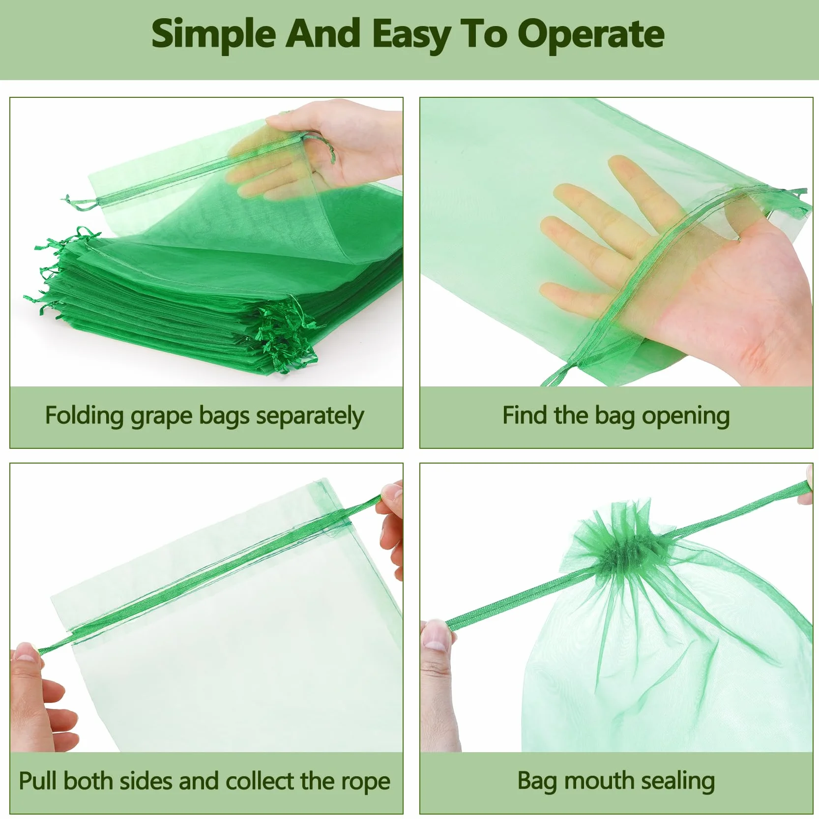 Bolsas Organza Fruta 40x30 cm con Trampas Adhesivas - Proteccion para Uvas y Cultivos