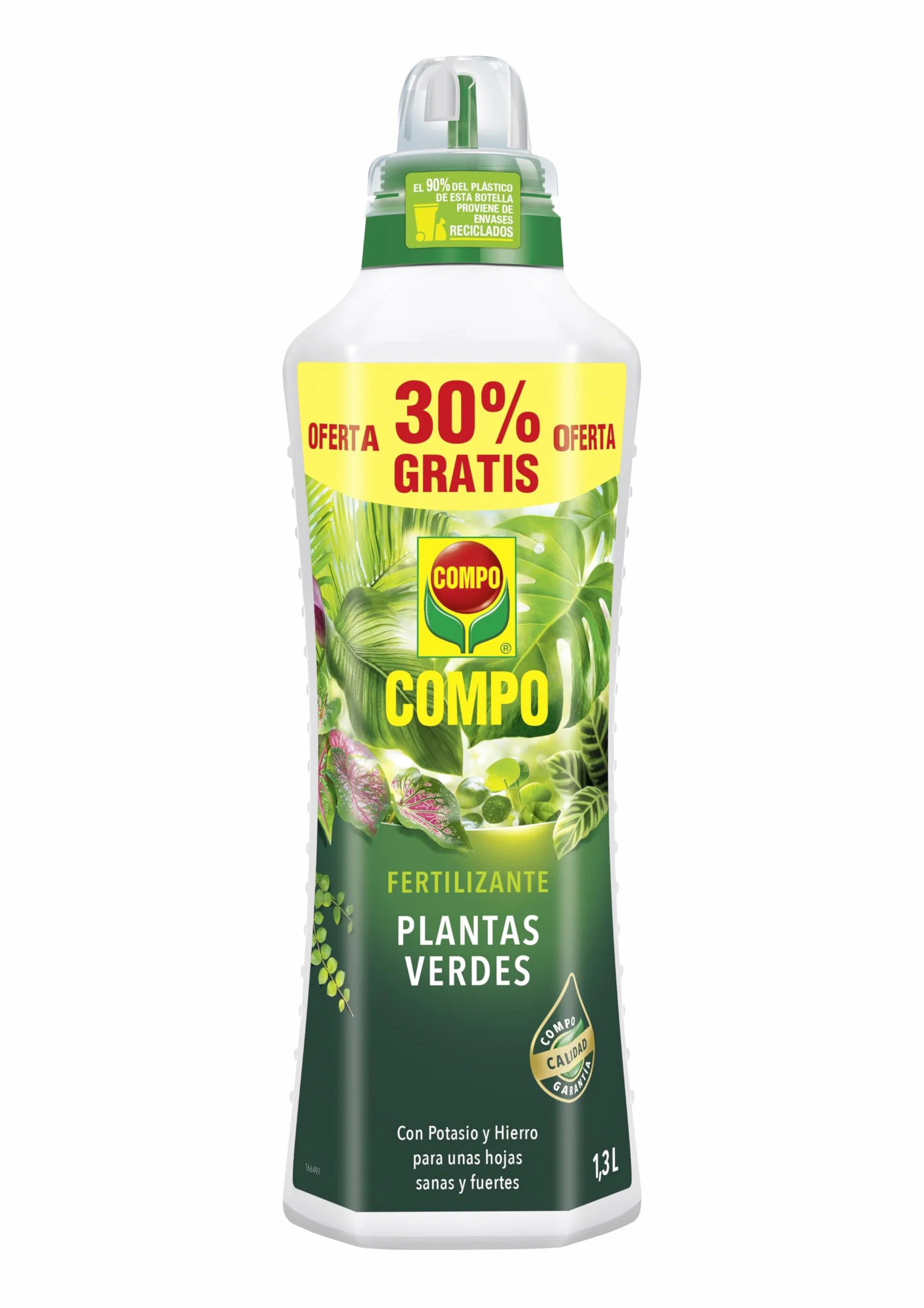 COMPO Fertilizante líquido para plantas verdes con potasio y hierro, 1,3 L