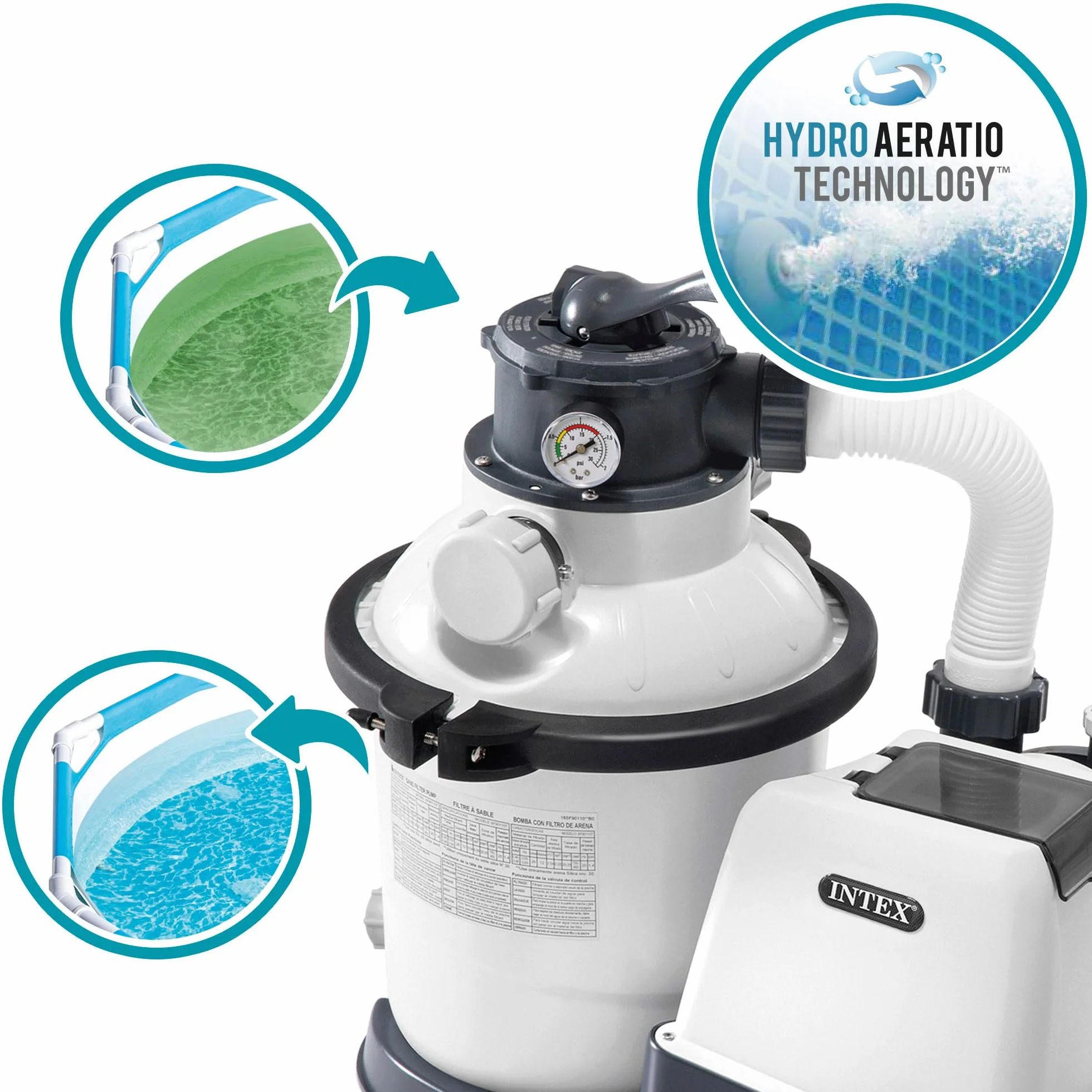 Intex Krystal Clear Depuradora de Arena 5700 L/H Filtro Bomba Piscina 29100 L 6 Funciones