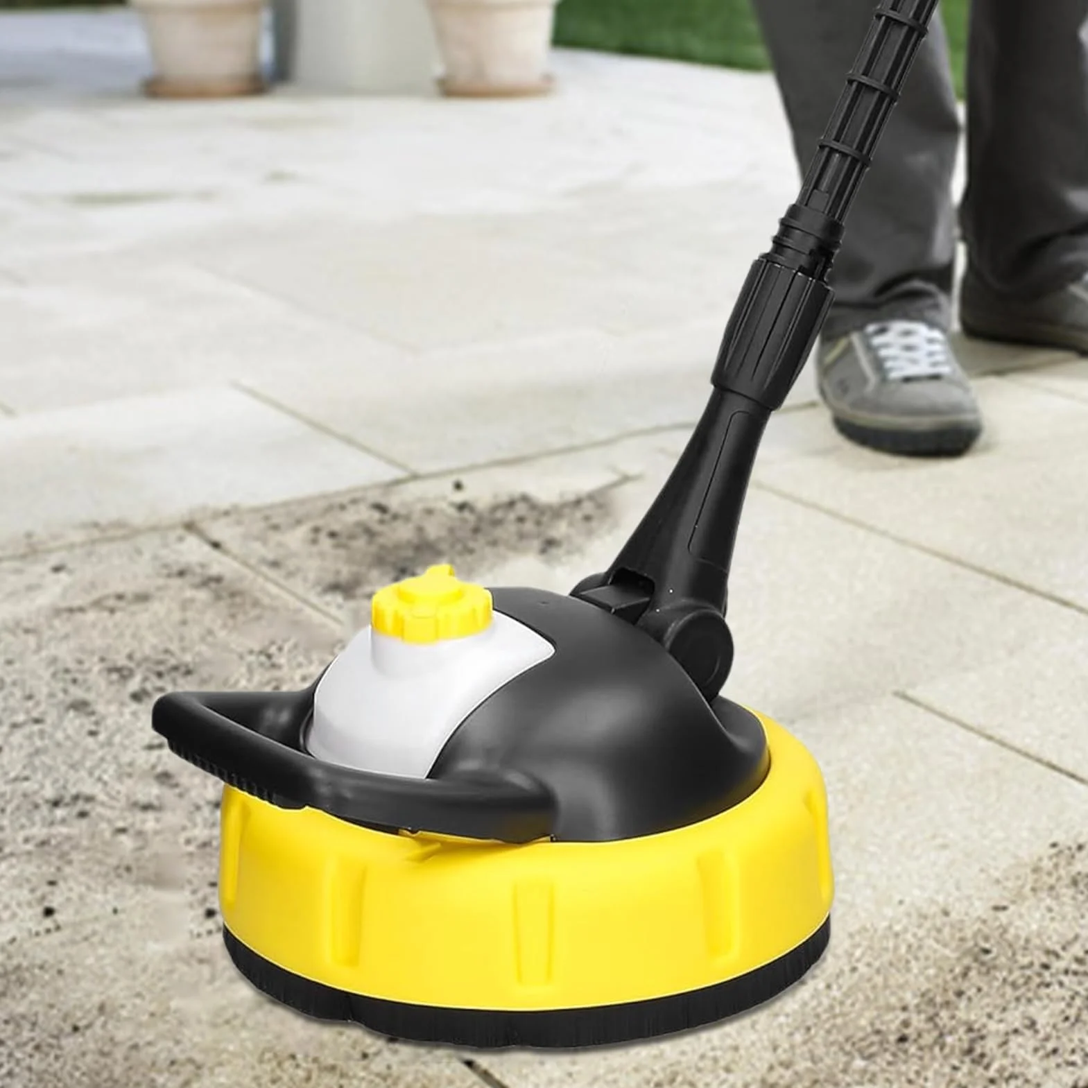 Limpiador Apariencia Presión – Diámetro 28 cm ABS Rotativo, Cepillo Rurar | Alta Presión Lavado, Herramienta Limpieza Terraza Acera, Accesorio Mango Largo Patio | Solución para Entrada