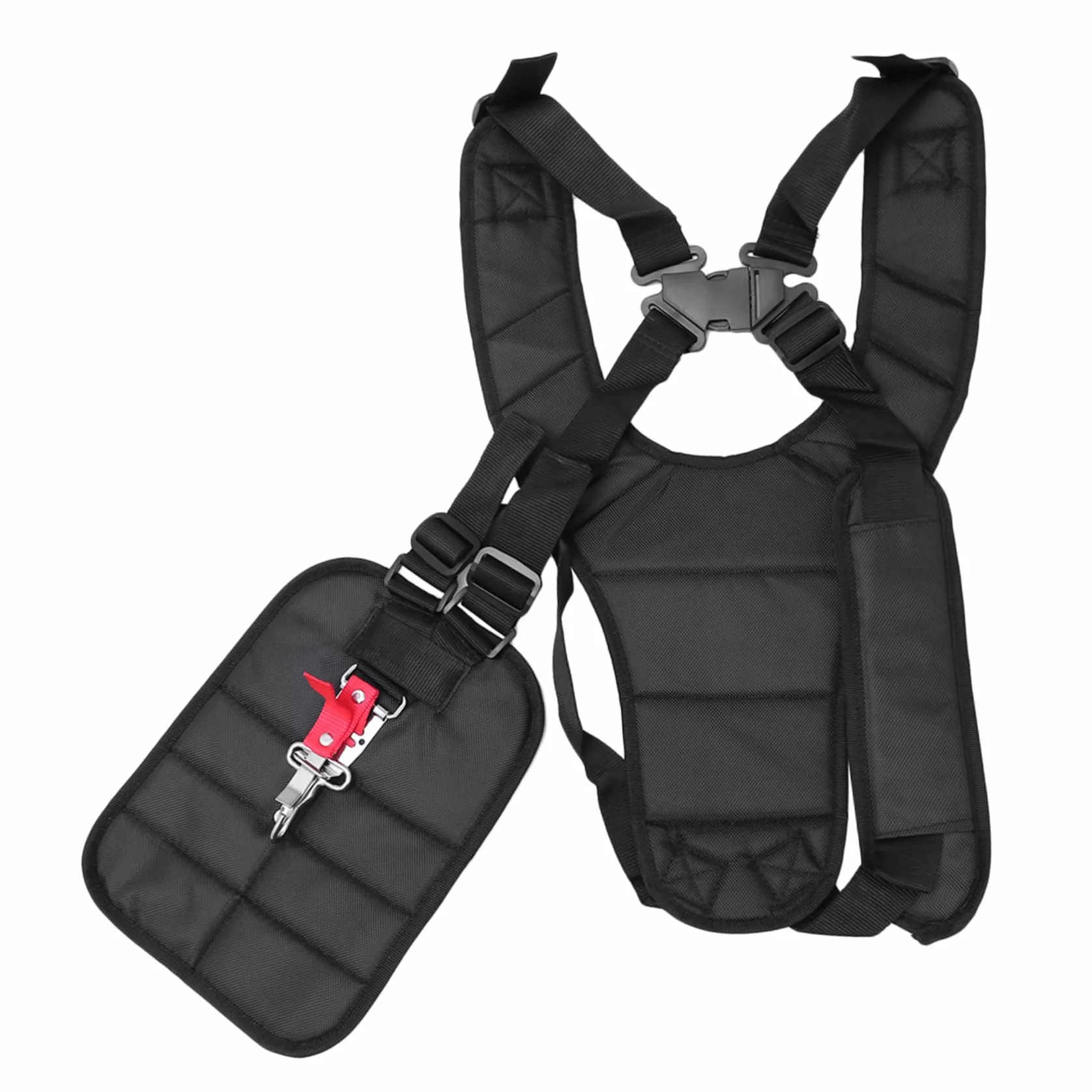Gatuida Correa de Nylon para Desbrozadora con Doble Hombro, Gancho de Transporte y Abrazaderas, Uso Cómodo y Fácil de Colocar para Cortacésped y Desbrozadoras