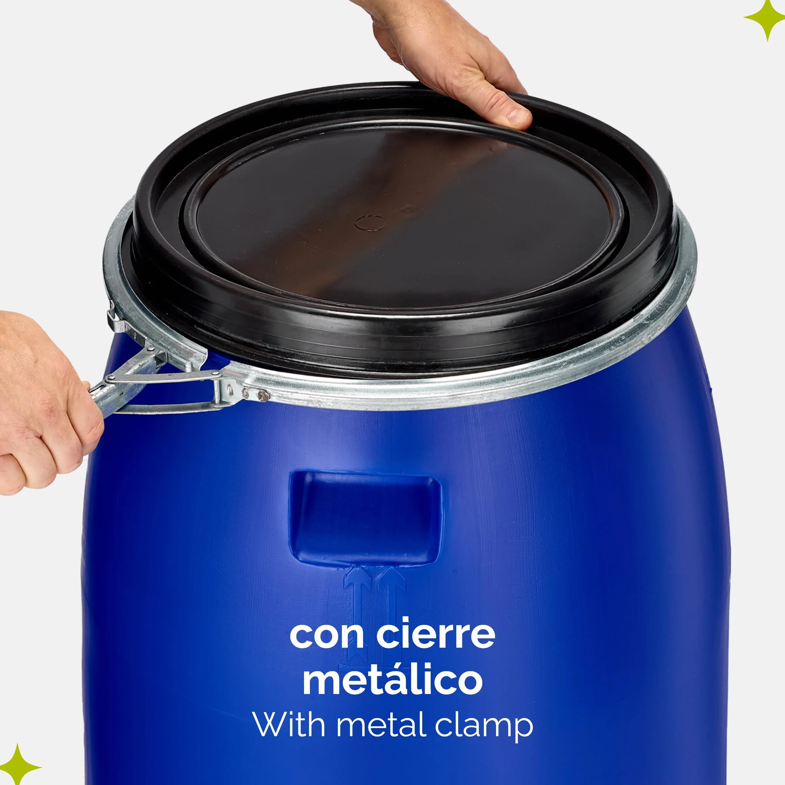 Barril de Agua de Lluvia HDPE 120 litros con Tapa Boca Ancha Garronda