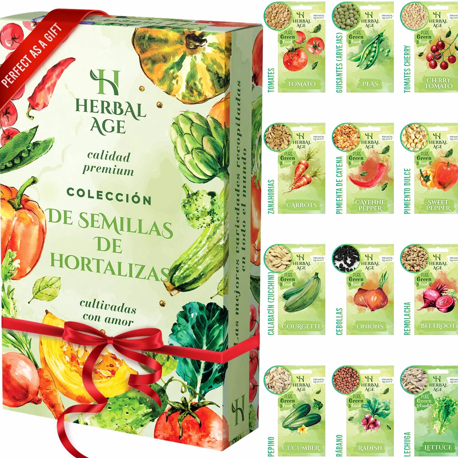 Kit Semillas Huerto Urbano 12 Vegetales Ecológicas Tomate Pepino Lechuga Tomates Cherry Pack Regalo Original
