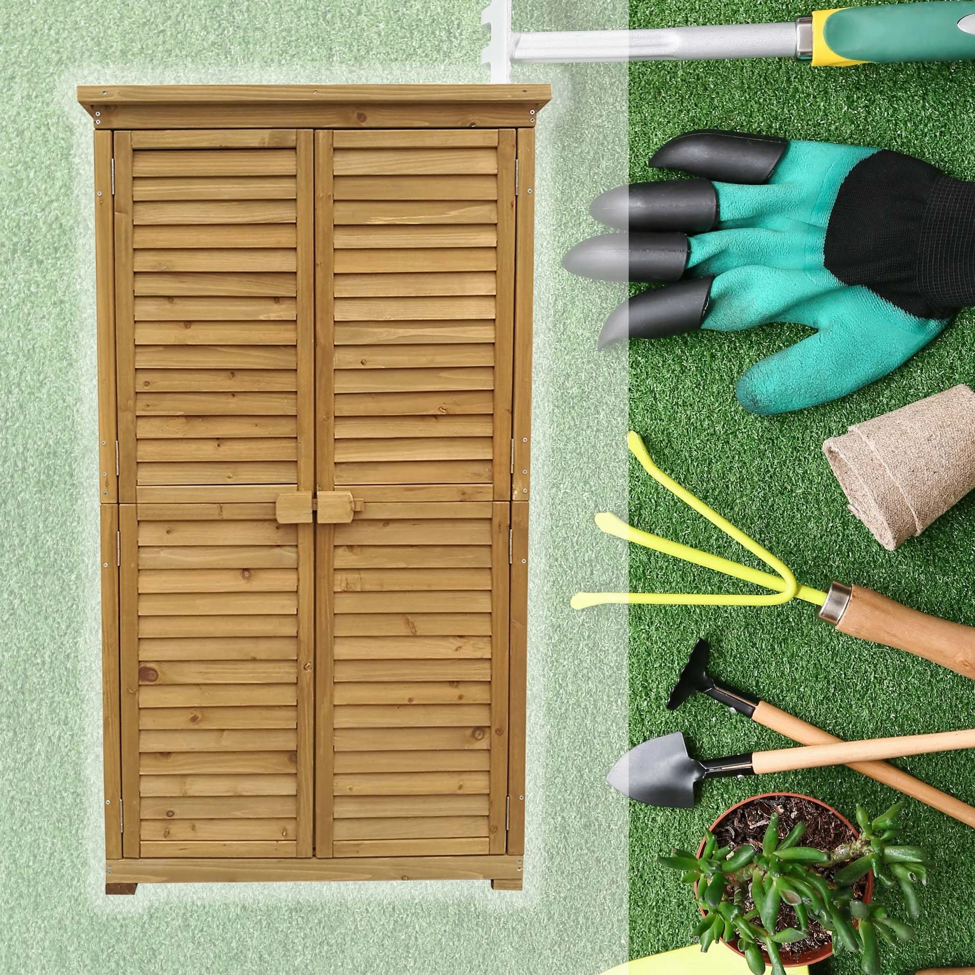 Wiltec Caseta de Madera para jardín 87 x 46,5 x 160 mm Puerta de Lamas con tejado bituminoso