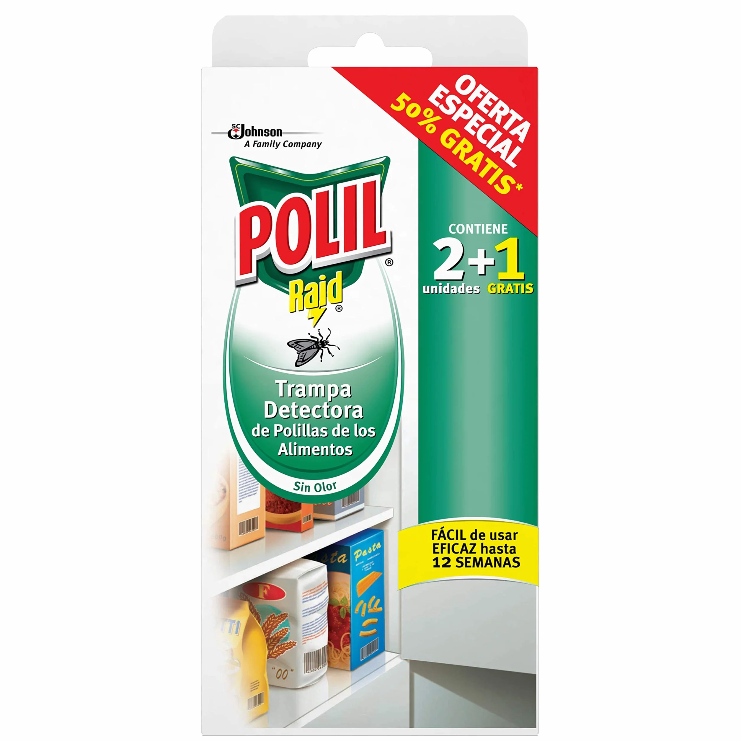 Polil Trampa Detectora de Polillas de los Alimentos, Eficaz hasta 12 Semanas, 2+1 Trampas