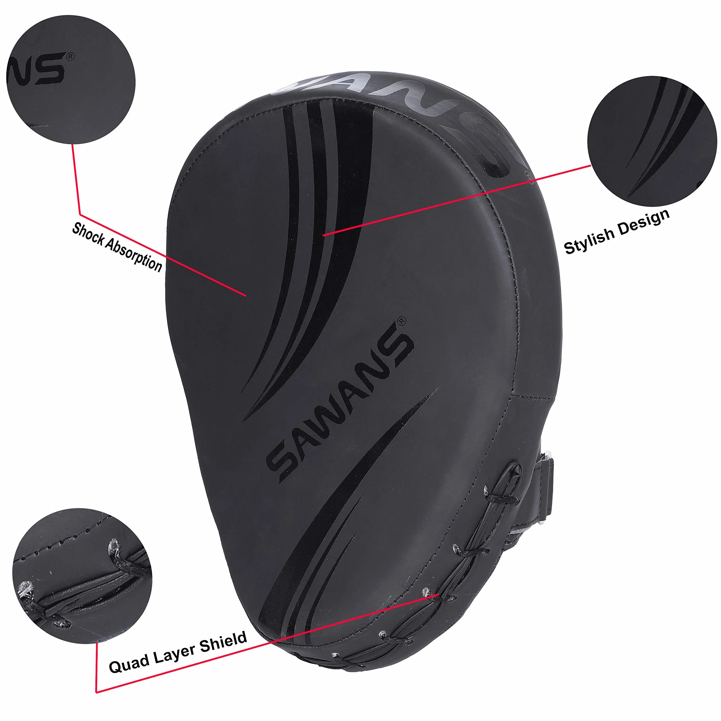SAWANS® Almohadillas de boxeo de piel para kickboxing, Muay Thai y entrenamiento