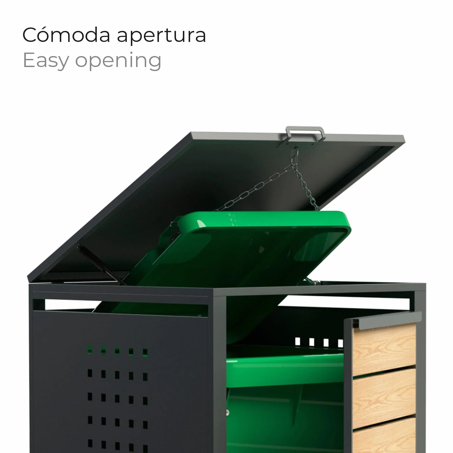 Cobertizo para Cubo de Basura Gardiun Liam 68x80x116 cm Acero Galvanizado Modular Apertura Superior